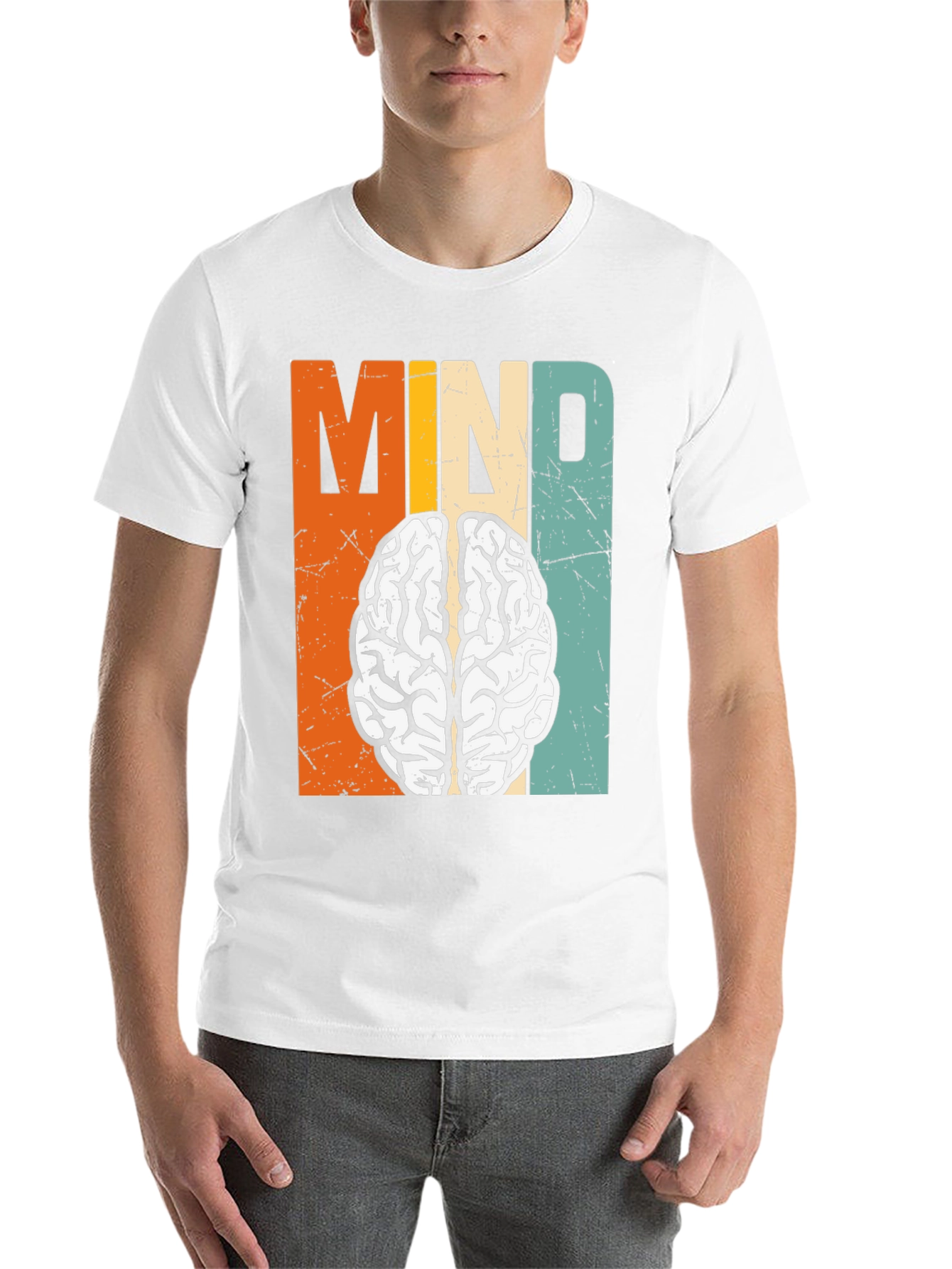 Black Retro Mind Brain Graphic T-Shirt view 14