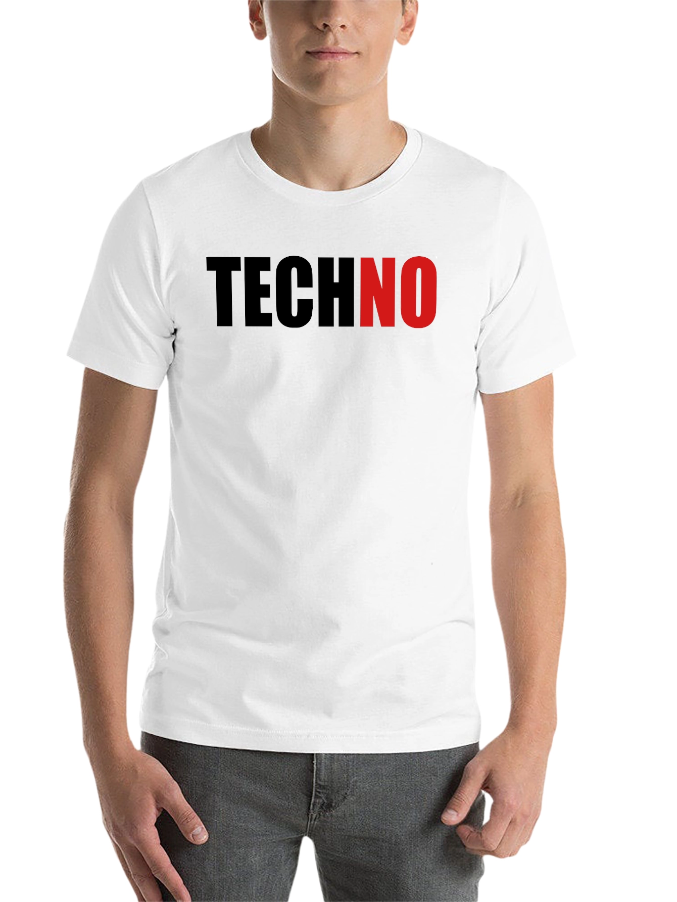 Black Techno T-Shirt - Black Crew Neck Tee view 14