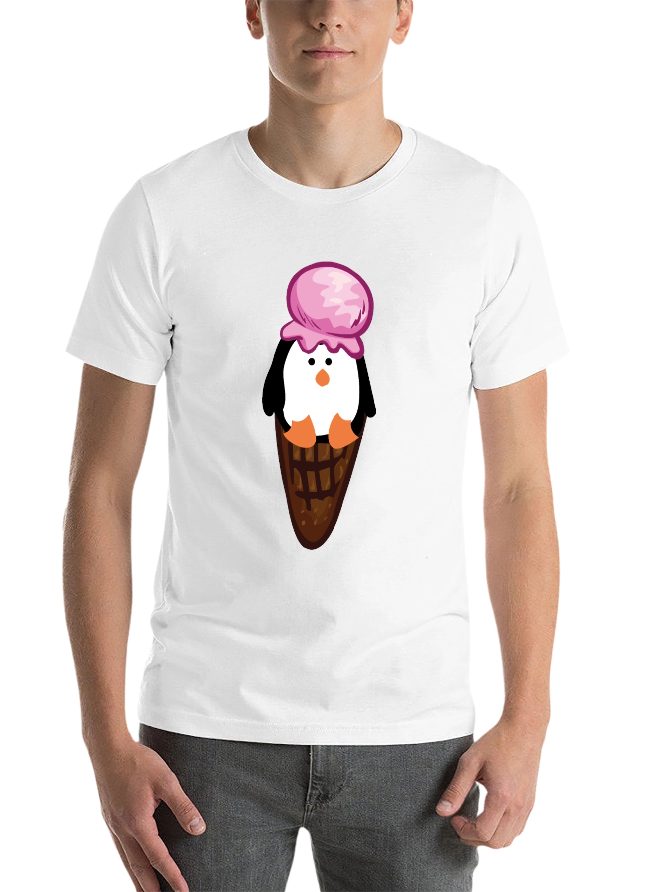 Black Penguin Ice Cream Cone Graphic T-Shirt view 14