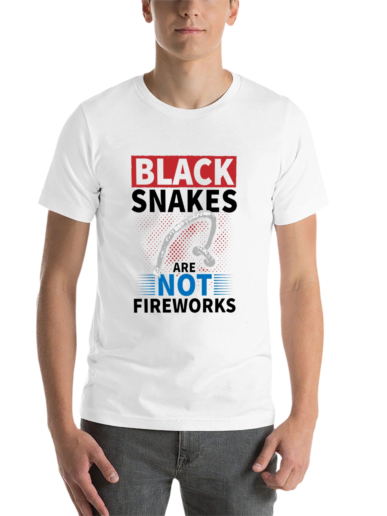 Black Black Snakes Are Not Fireworks Funny T-Shirt view 14