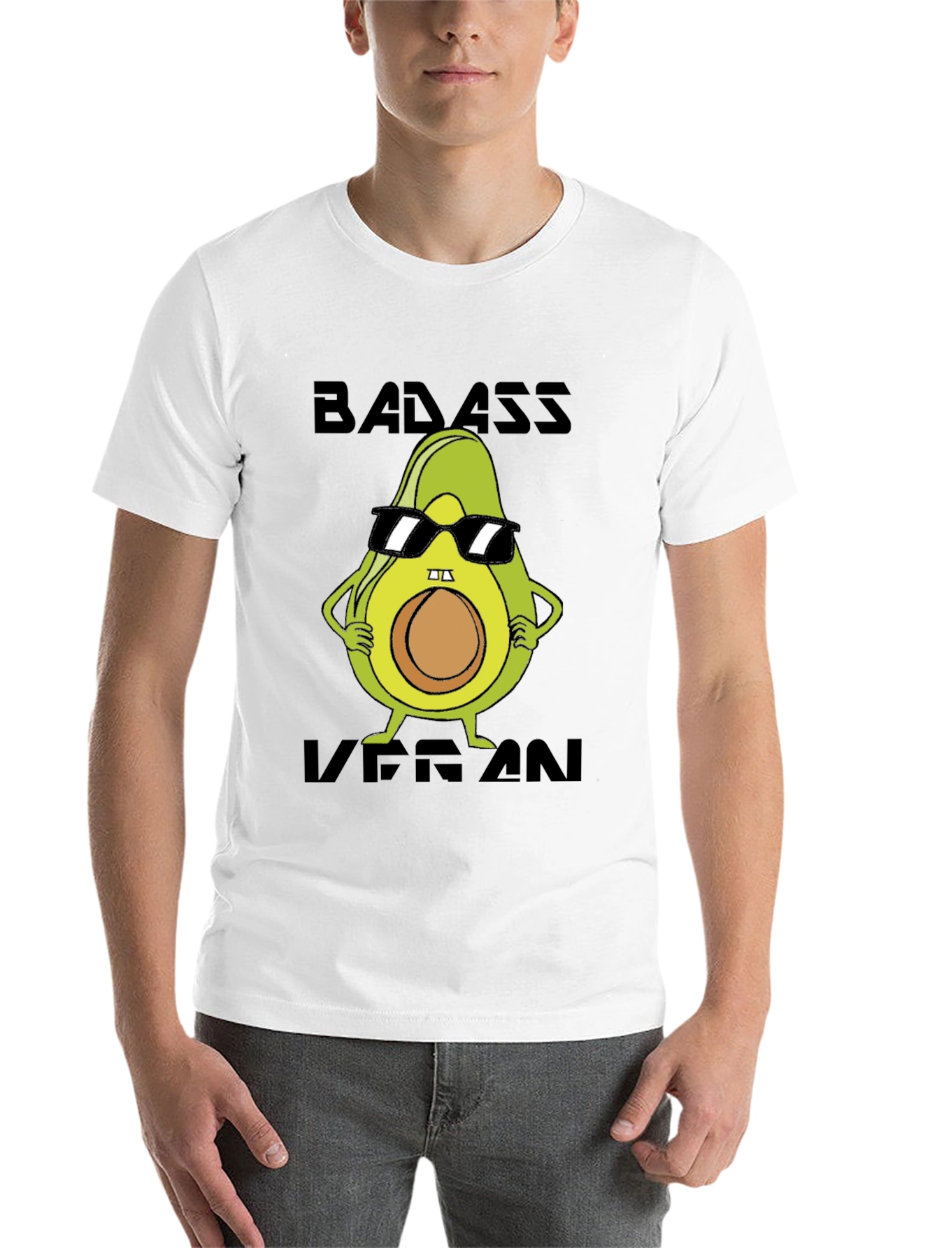 Black Badass Vegan Avocado T-Shirt view 14