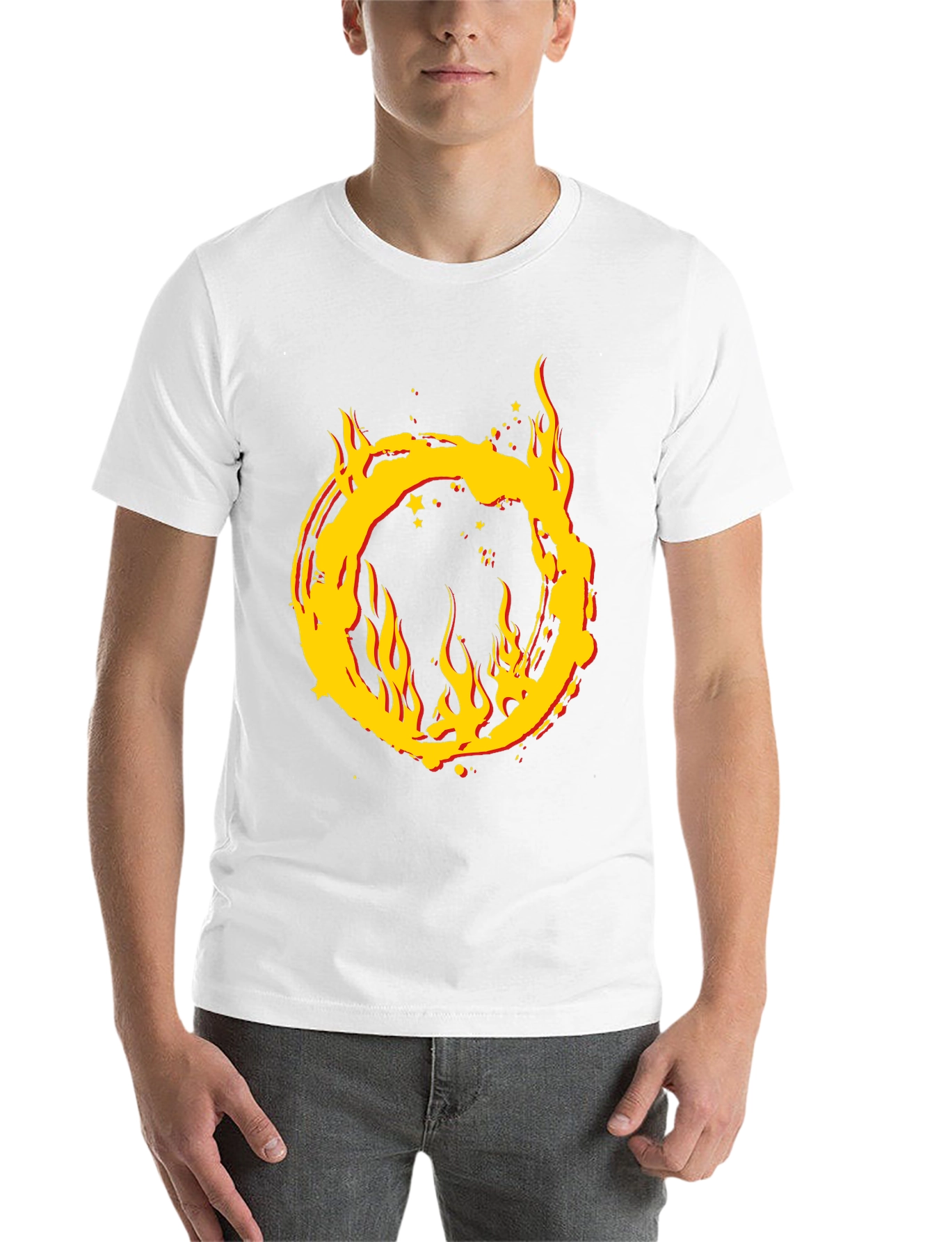 Black Fiery Ring Graphic T-Shirt - Bold Statement Tee view 14