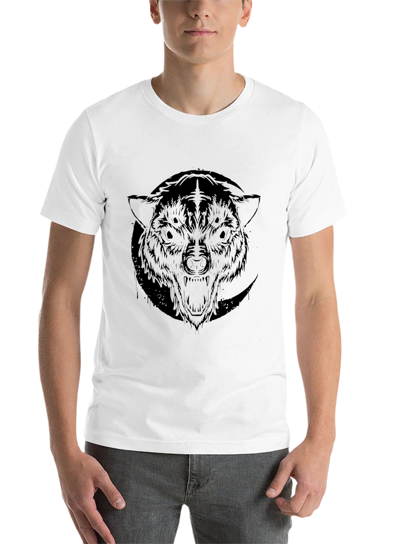 Black Black Wolf Graphic Tee - Men's Crew Neck view 14