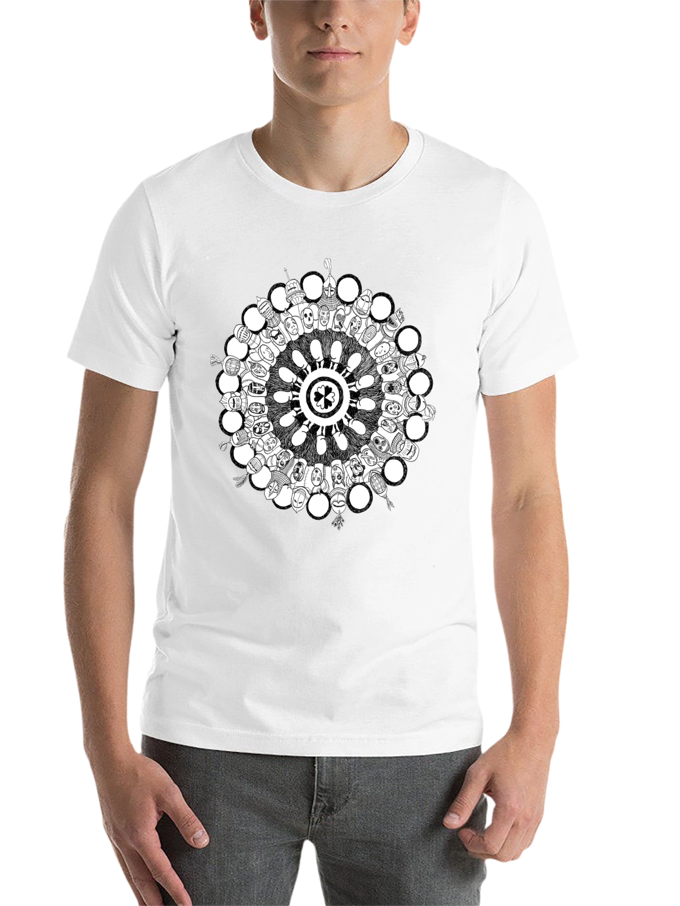 Black Unique Circle Graphic Tee - Soft Cotton Blend Shirt view 14