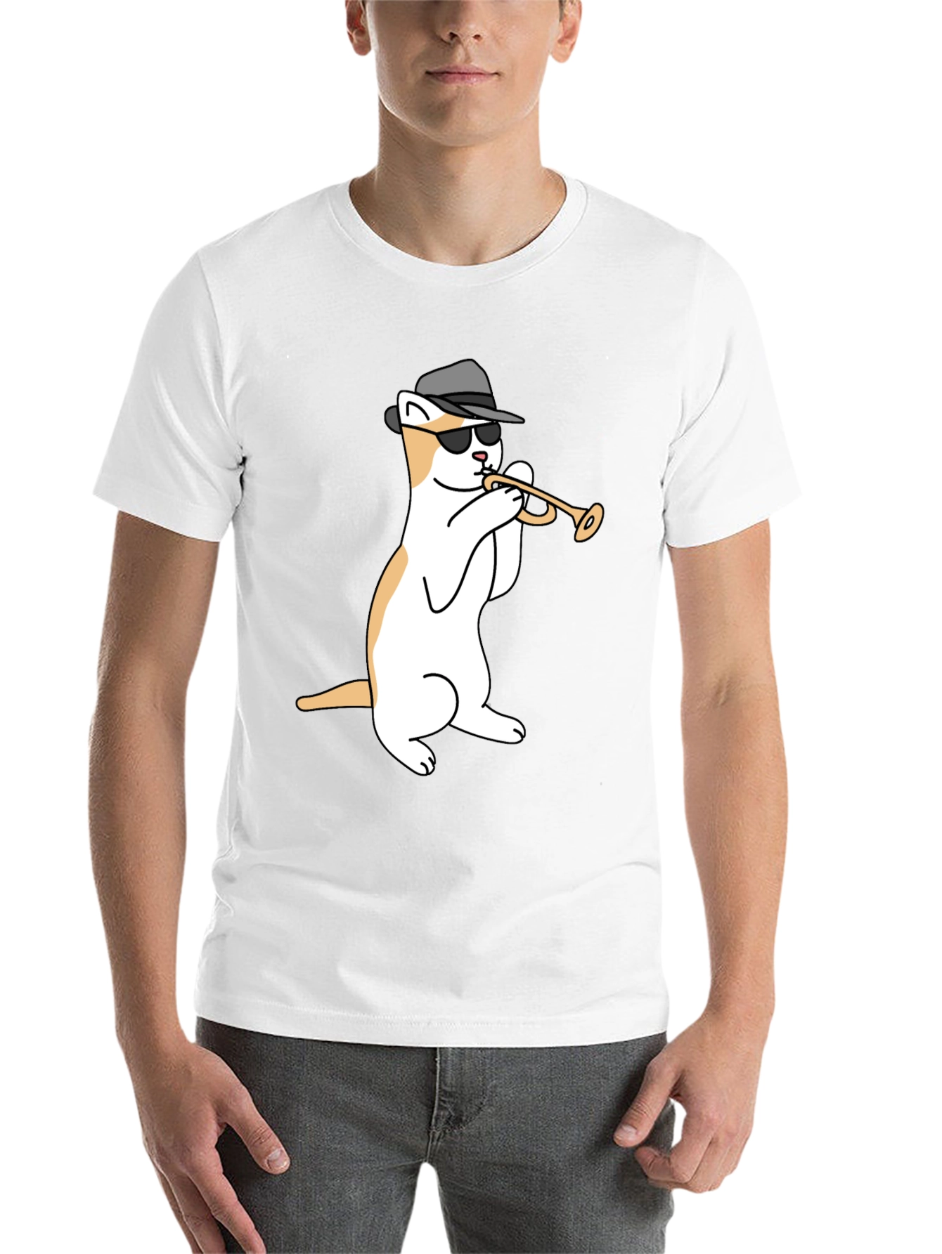 Black Cool Cat Trumpet Black T-Shirt view 14