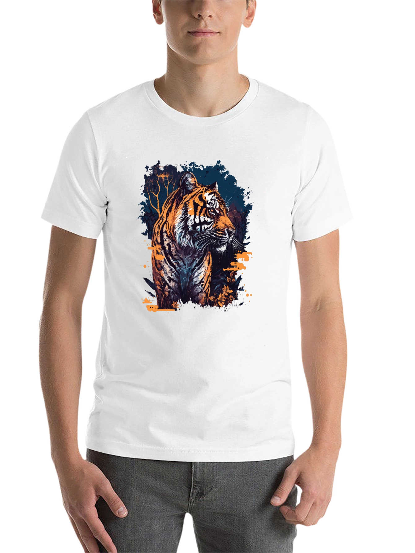 Black Tiger Graphic Print Black T-Shirt view 14