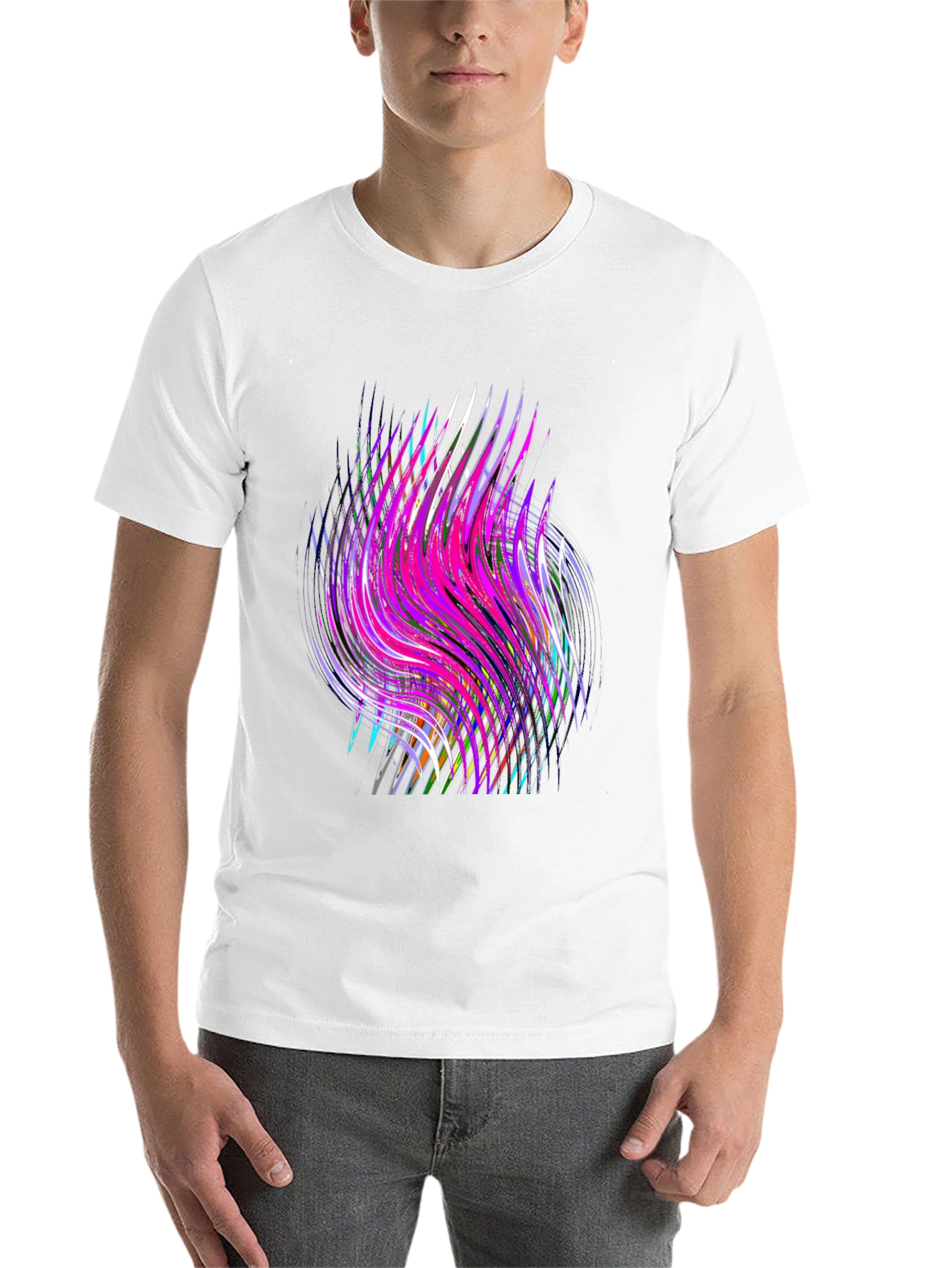 Black Abstract Swirl Graphic Black T-Shirt view 14
