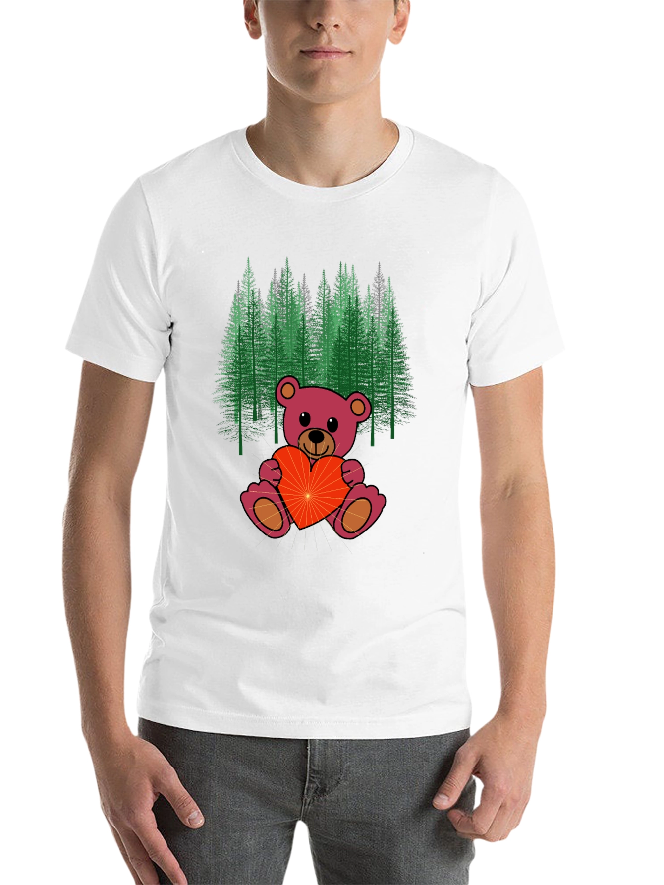 Black Teddy Bear Forest Graphic Tee - Men's Black T-Shirt view 14