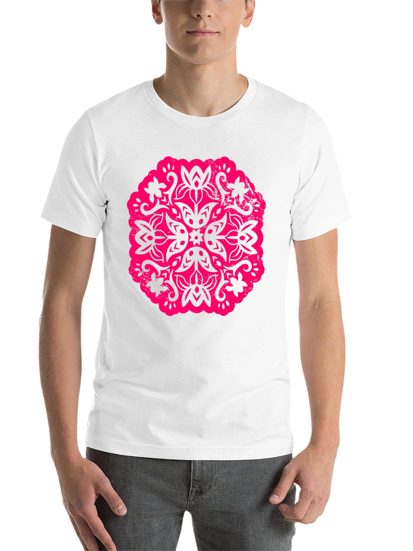 Black Black T-Shirt with Floral Mandala Graphic view 14