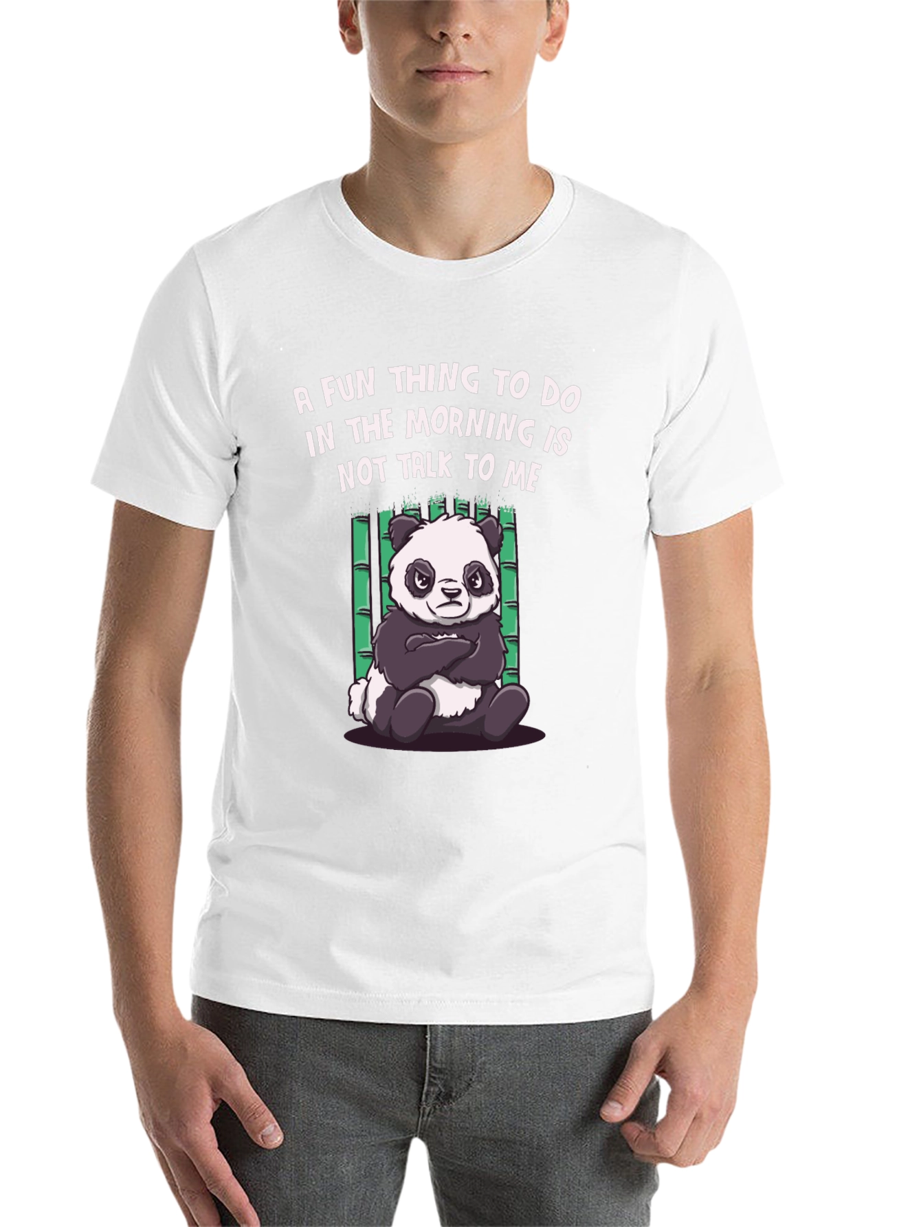 Black Funny Panda Morning Humor T-Shirt view 14