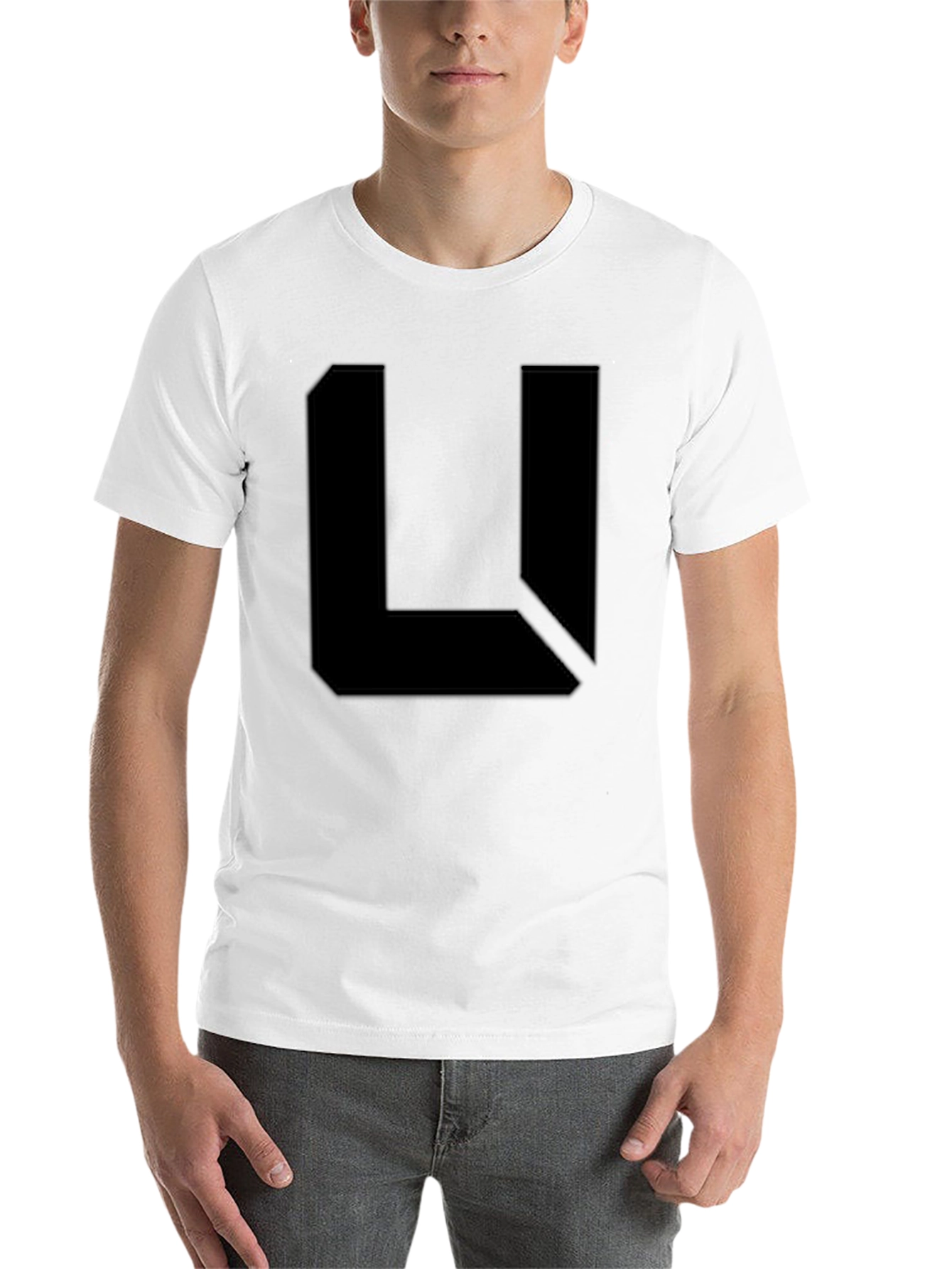 Black Abstract L Graphic Black T-Shirt view 14