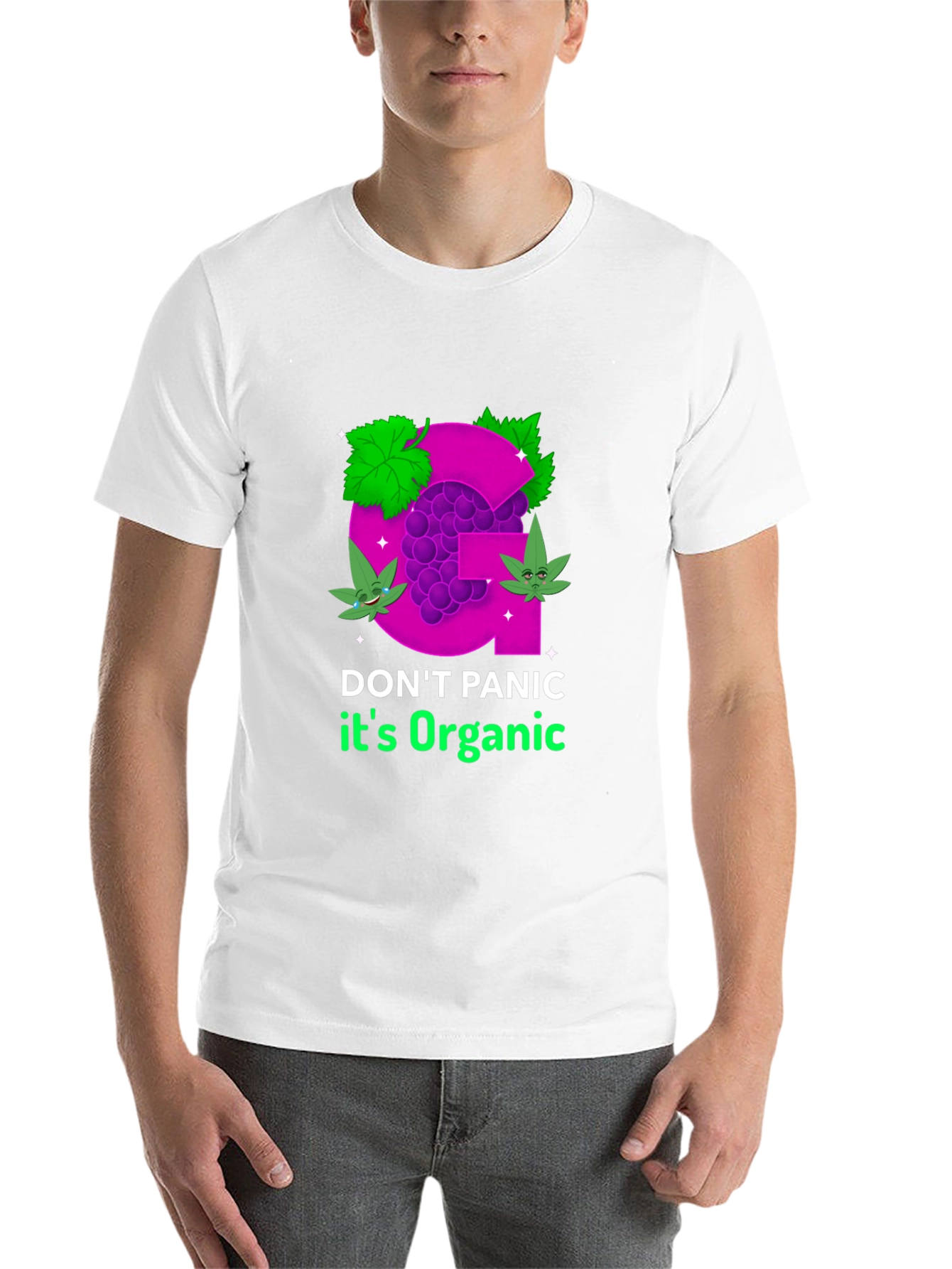 Black Organic Grape T-Shirt - Don't Panic view 14