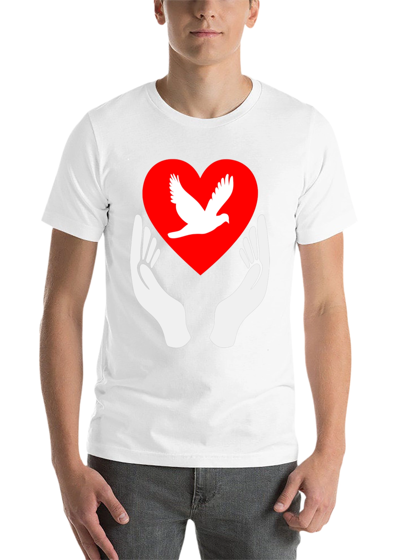 Black Dove Heart Graphic Tee - Peace Symbol Shirt view 14