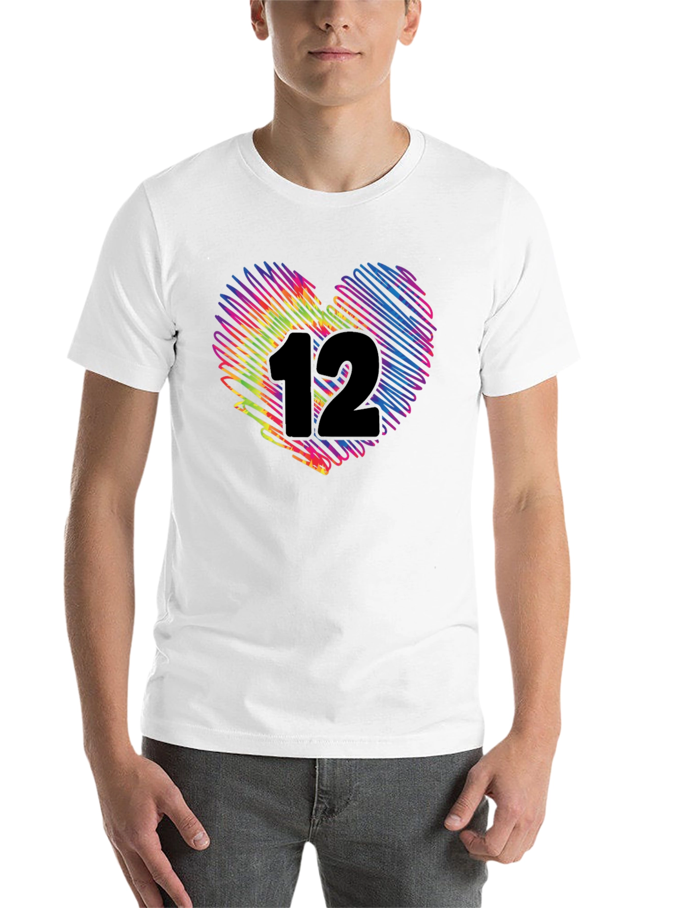 Black Colorful Scribble Heart Number 12 T-Shirt view 14