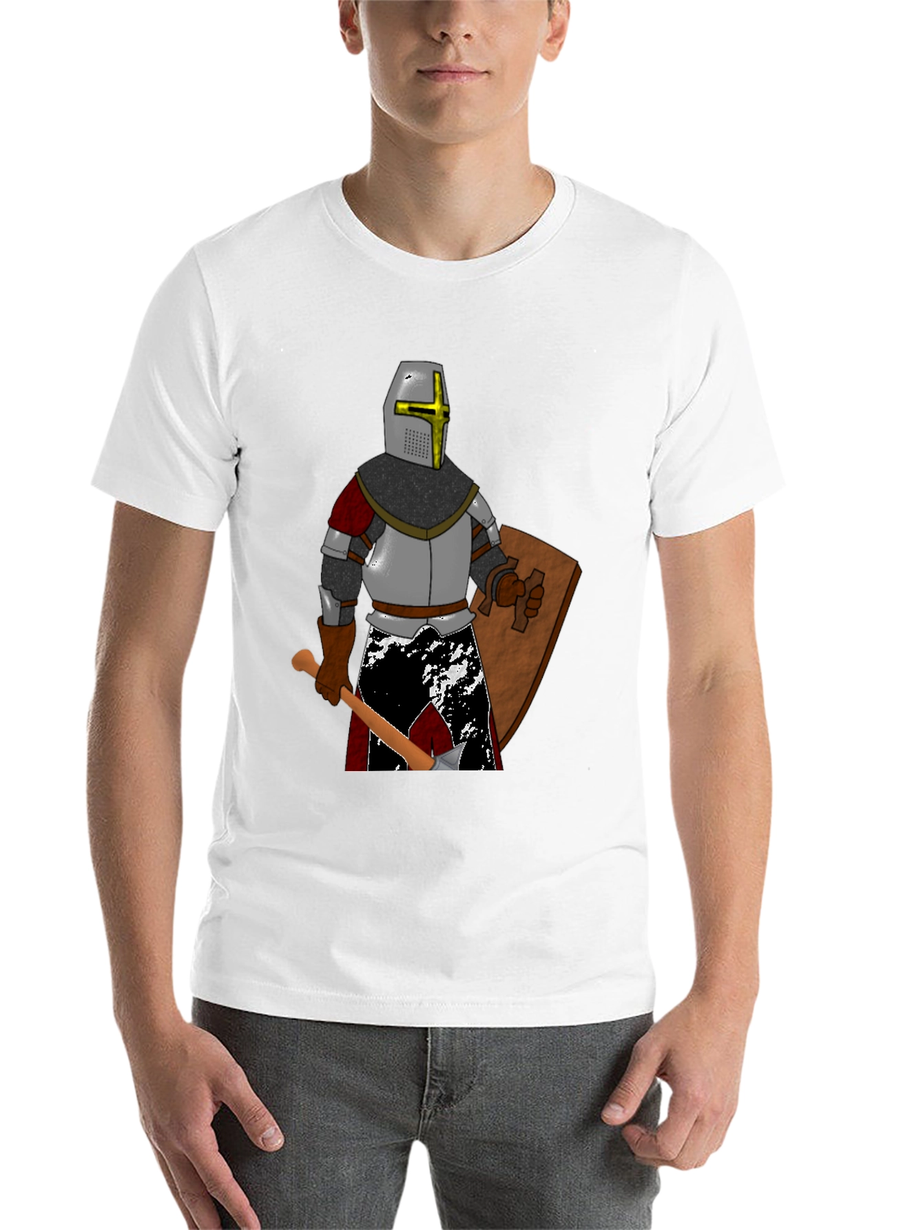 Black Crusader Knight Graphic T-Shirt view 14