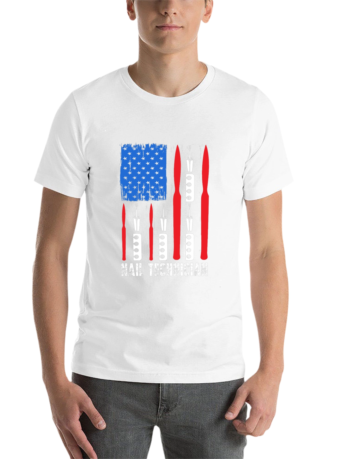 Black Nail Technician American Flag Graphic Tee view 14