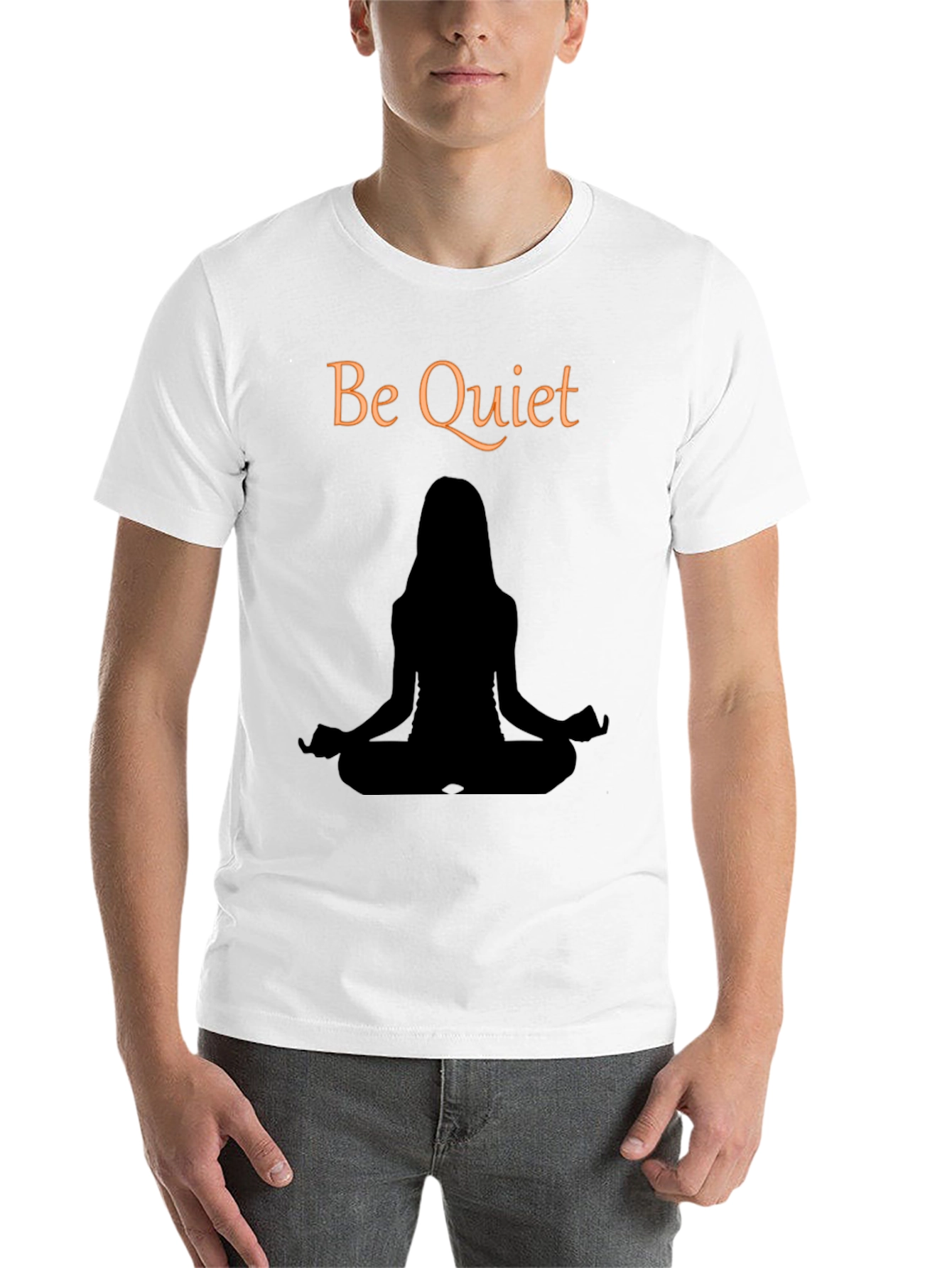 Black Be Quiet Meditation T-Shirt - Unisex Black Tee view 14