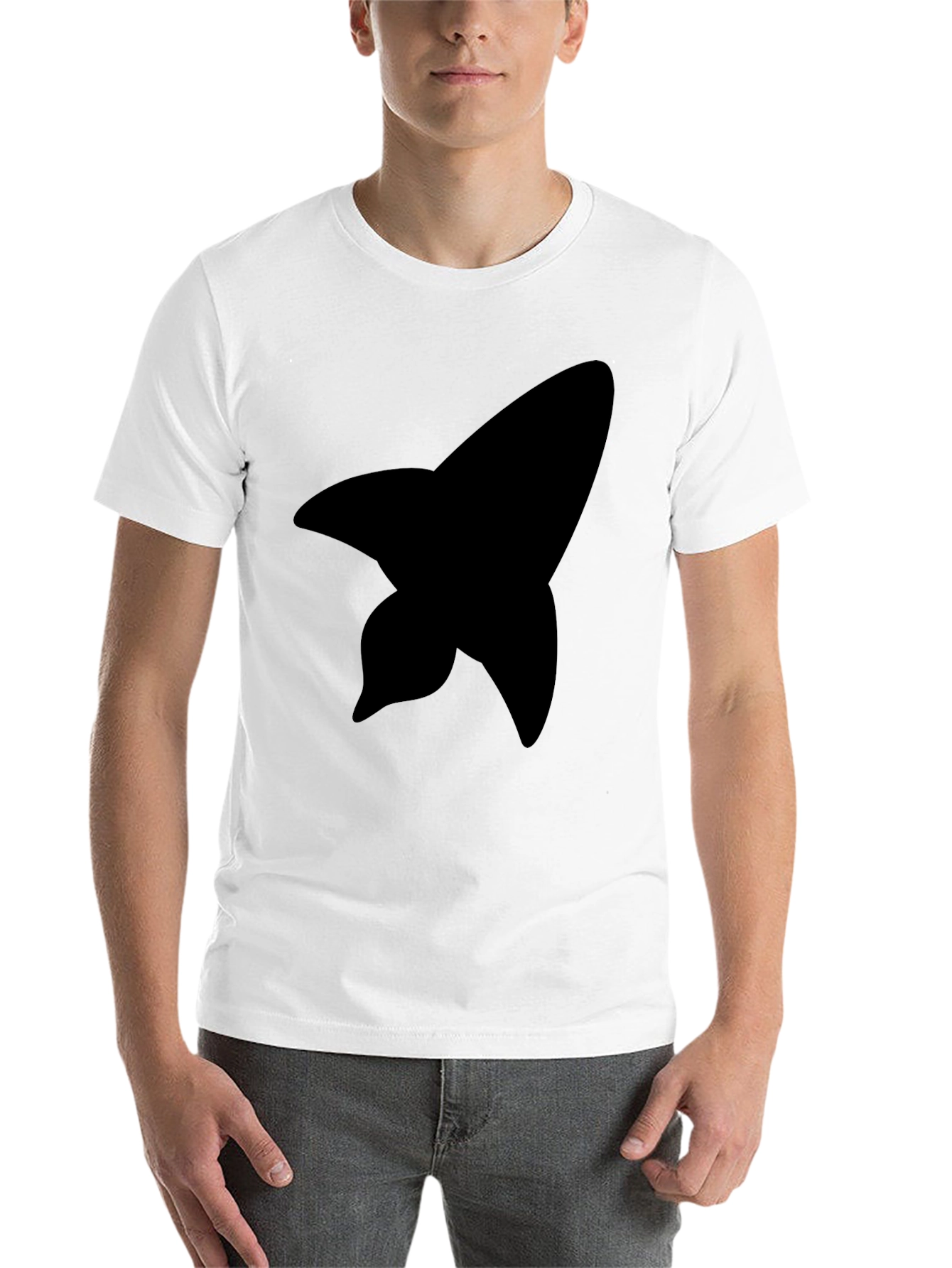 Black Men's Black Rocket Graphic Tee - Casual Short Sleeve Shirt view 14