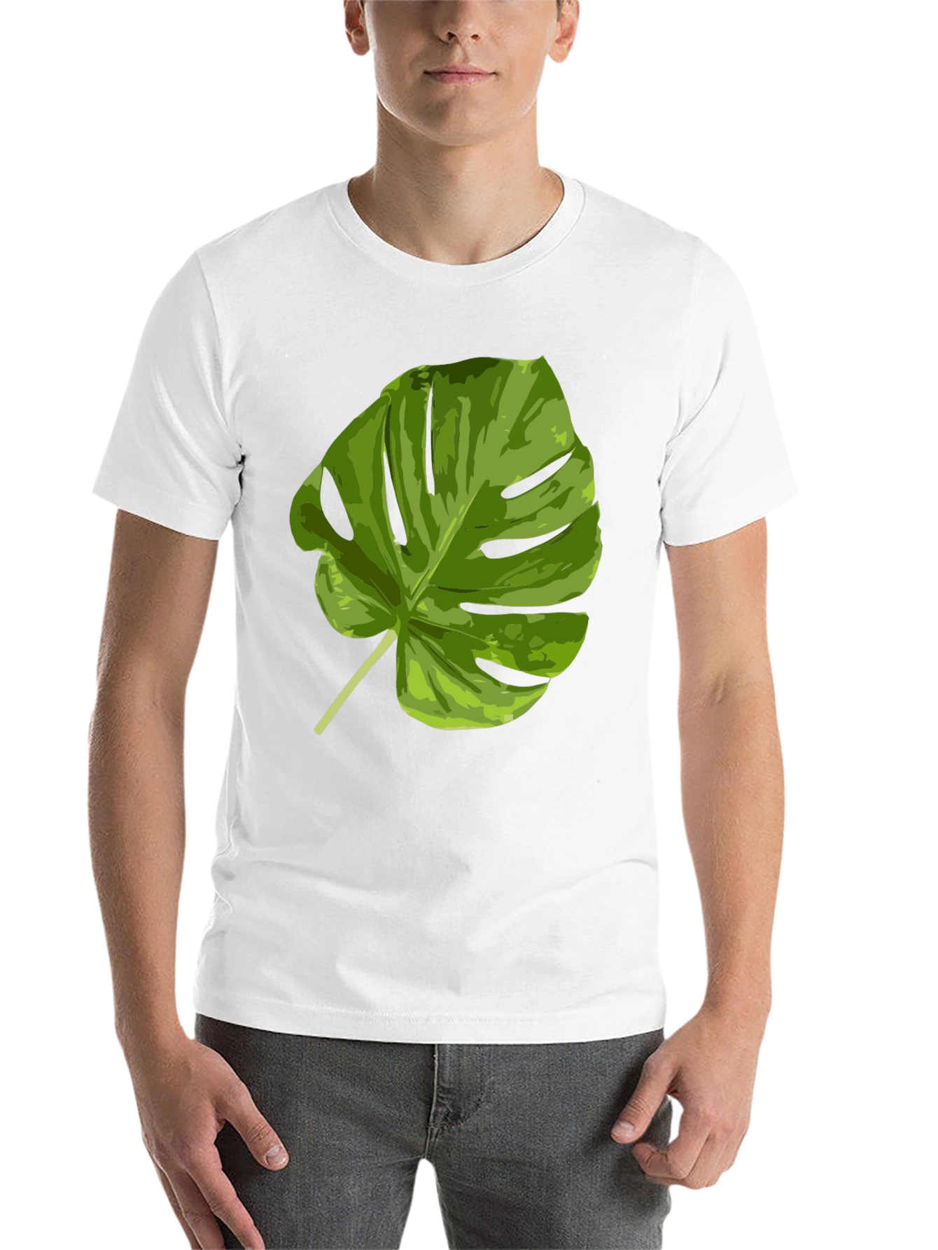 Black Tropical Monstera Leaf Graphic T-Shirt view 14