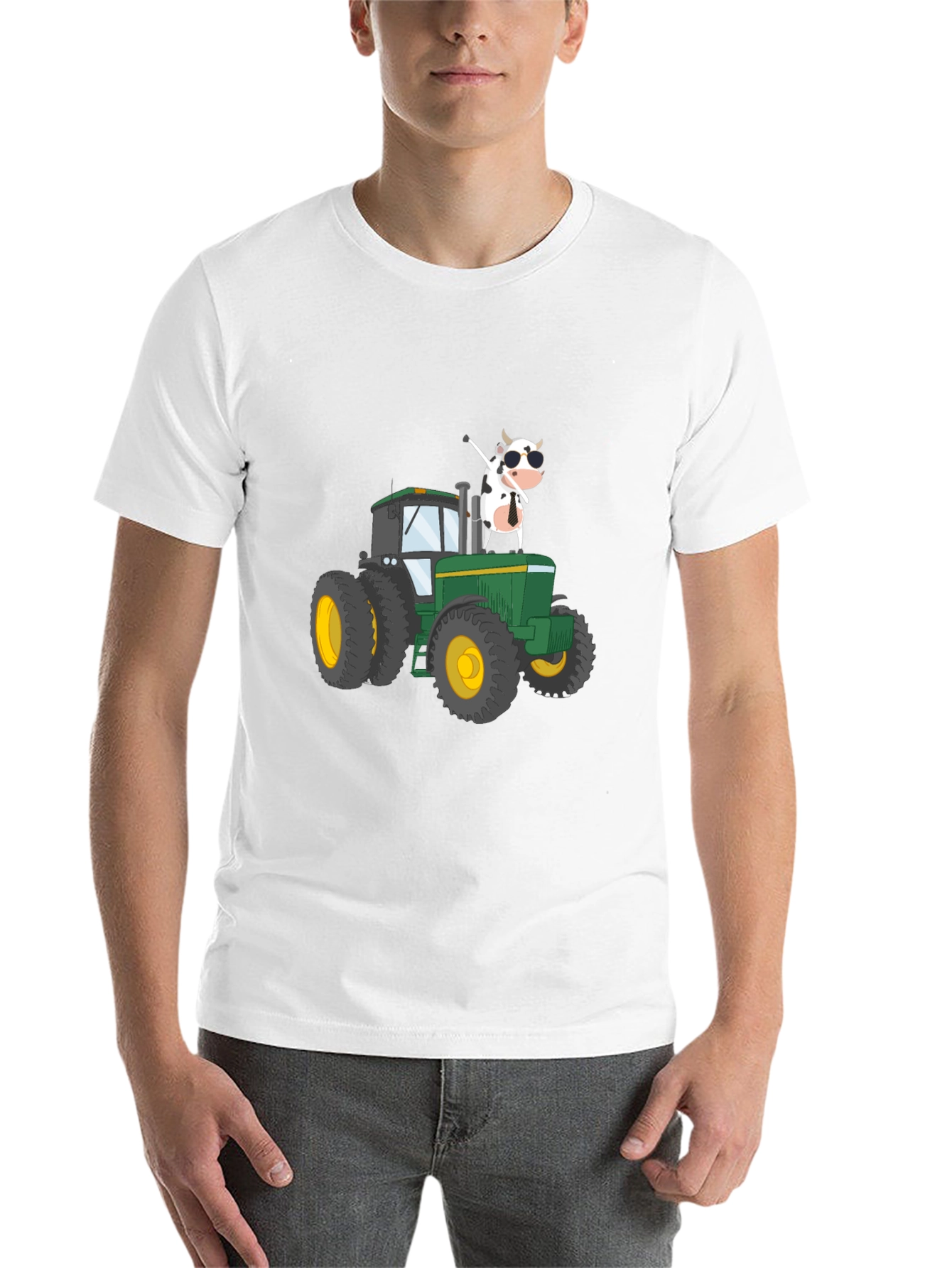 Black Cow on Tractor Graphic Tee - Black view 14