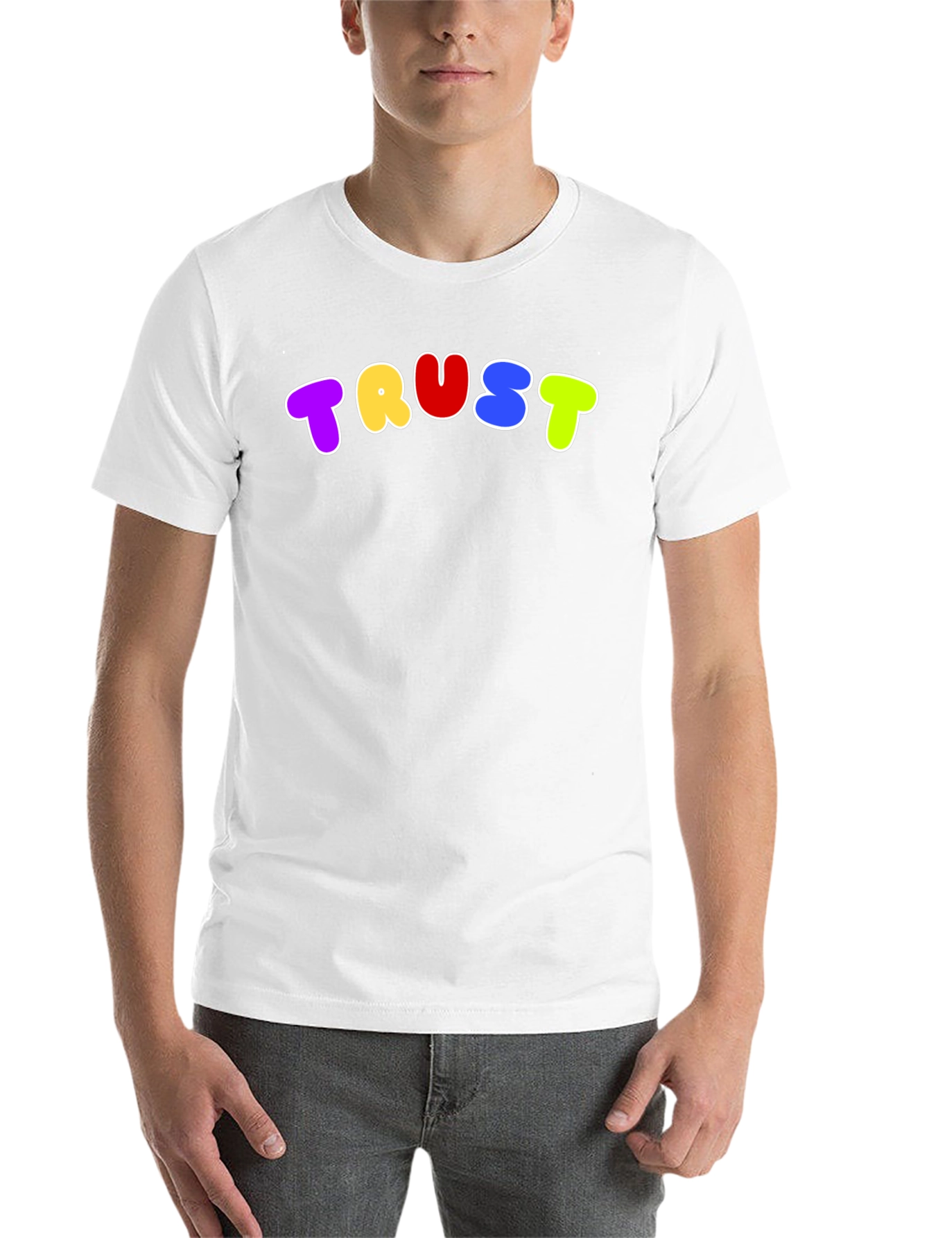 Black Colorful "TRUST" Graphic Black T-Shirt view 14