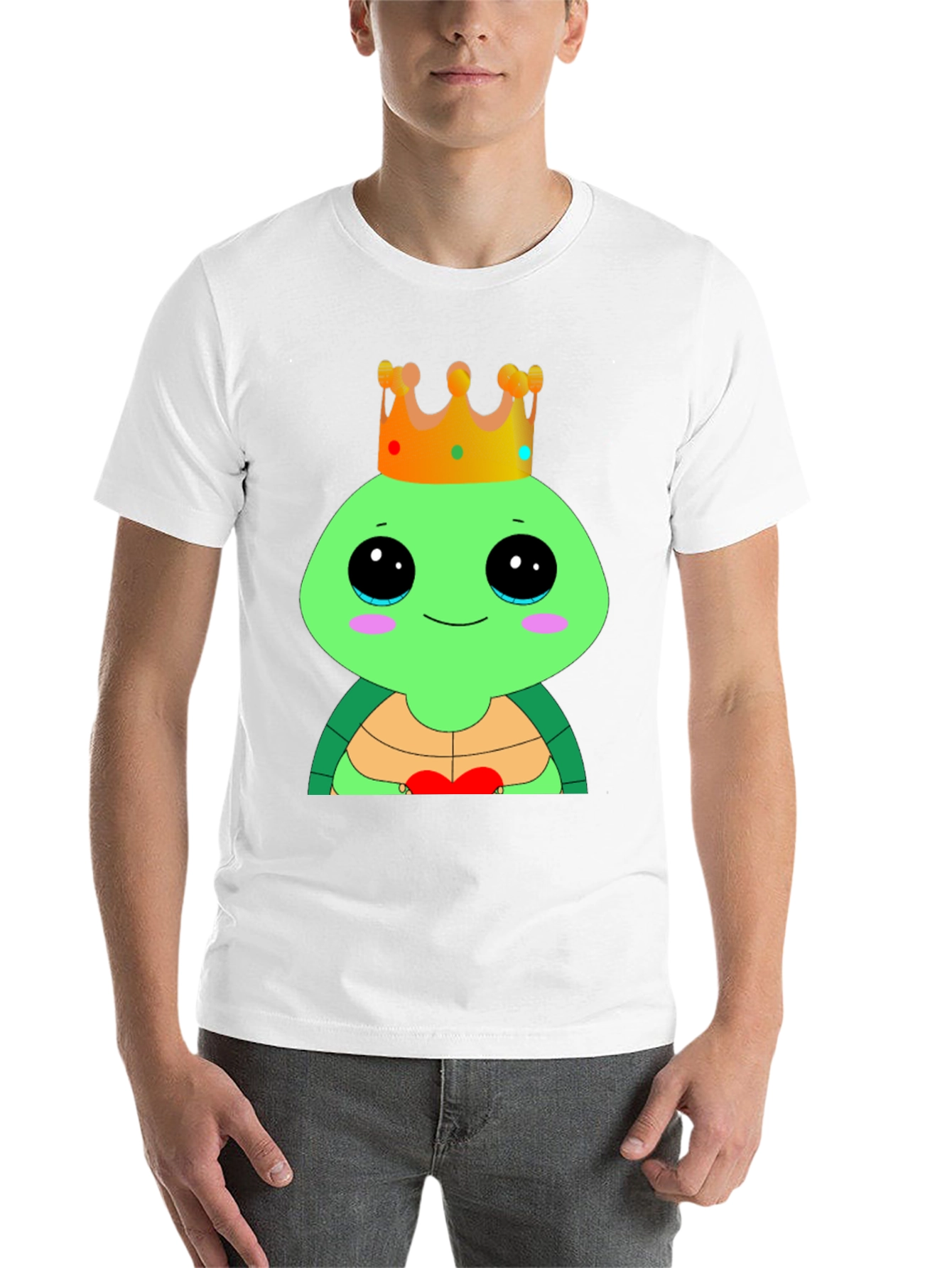 Black Cute Cartoon Turtle King T-Shirt view 14