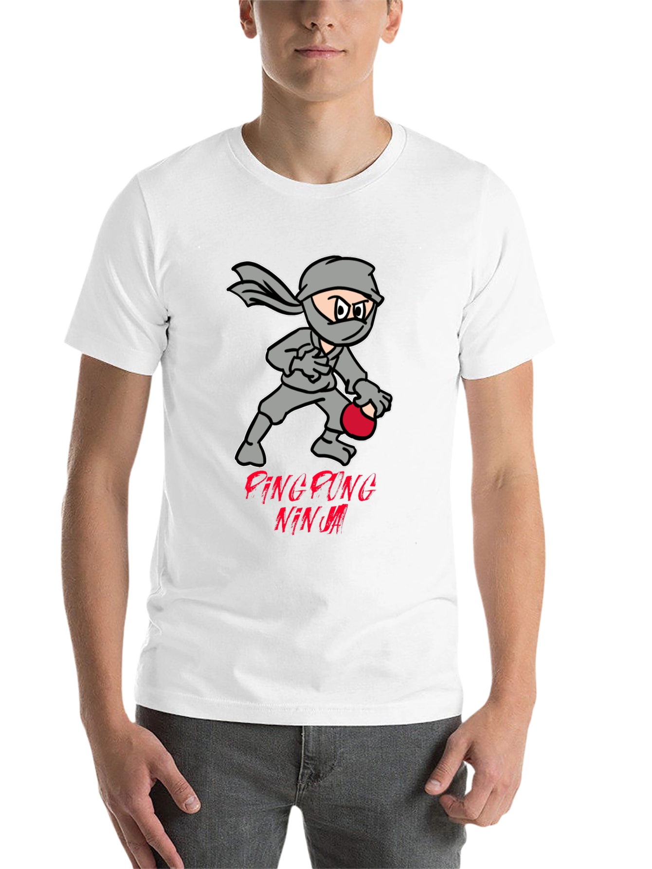 Black Ping Pong Ninja T-Shirt - Cool Graphic Tee view 14