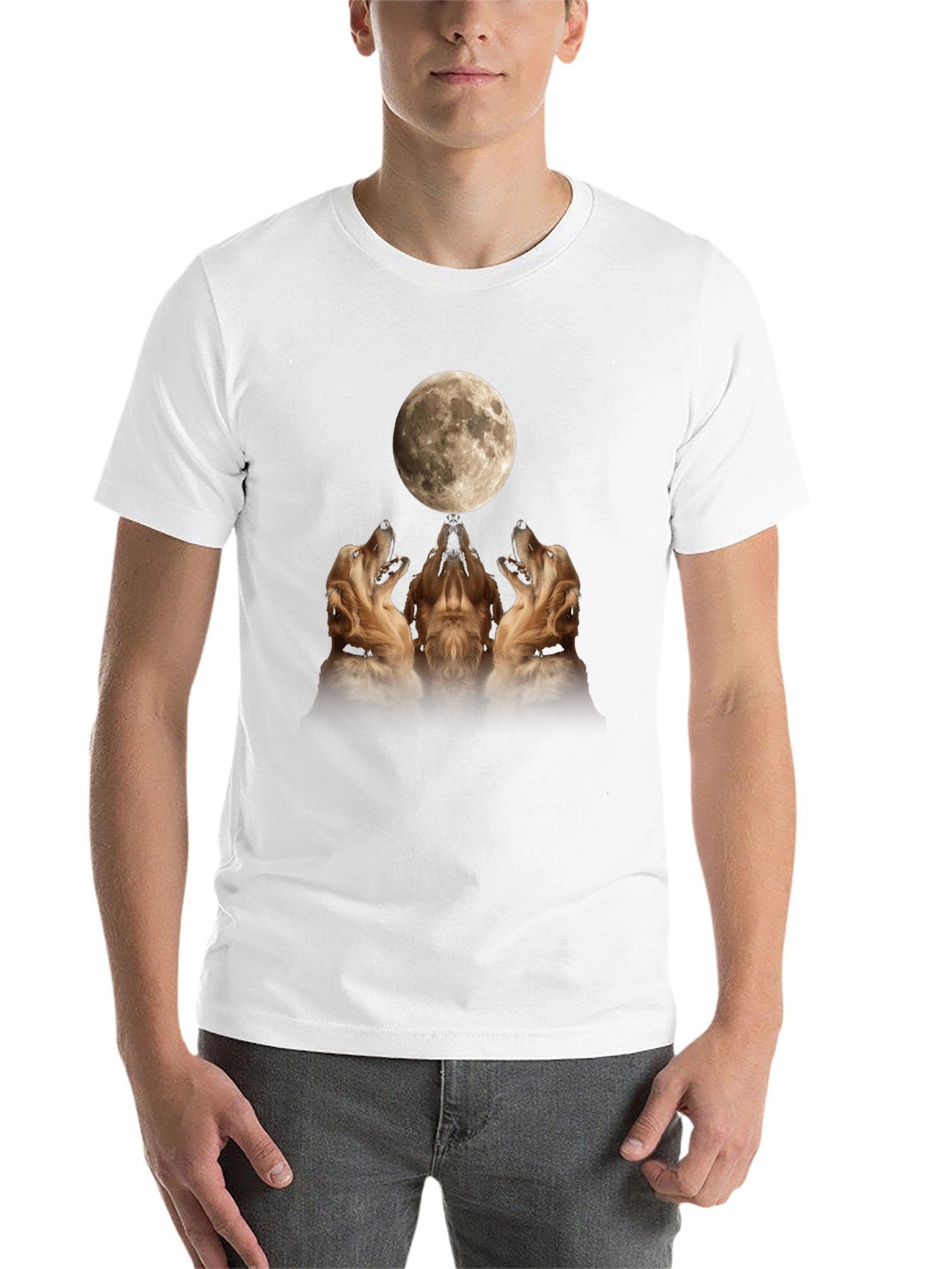 Golden Retriever Moon Howl Graphic T-Shirt - 14