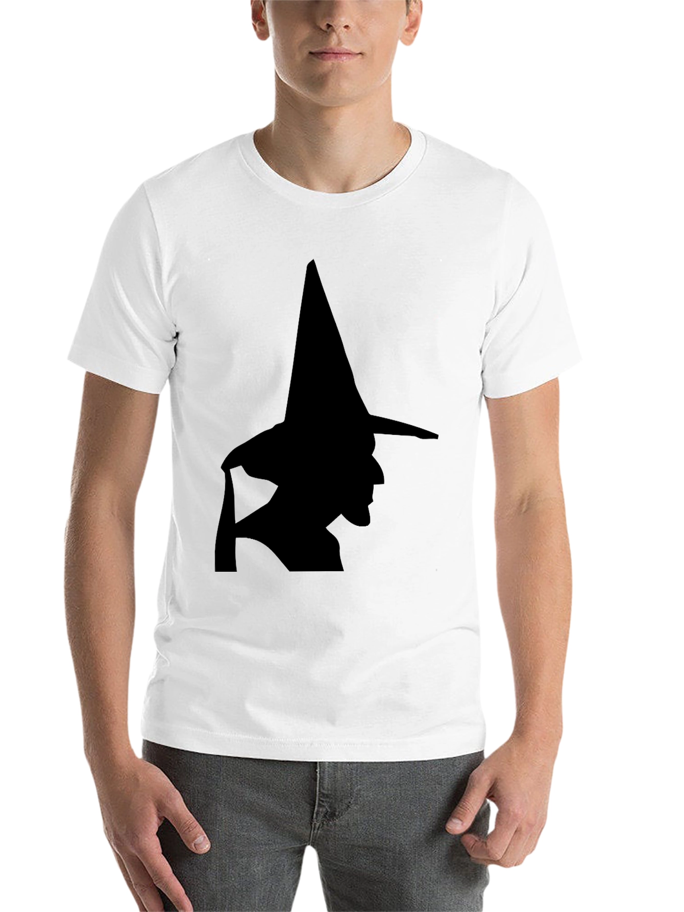 Black Witch Silhouette Black T-Shirt - Halloween Style view 14