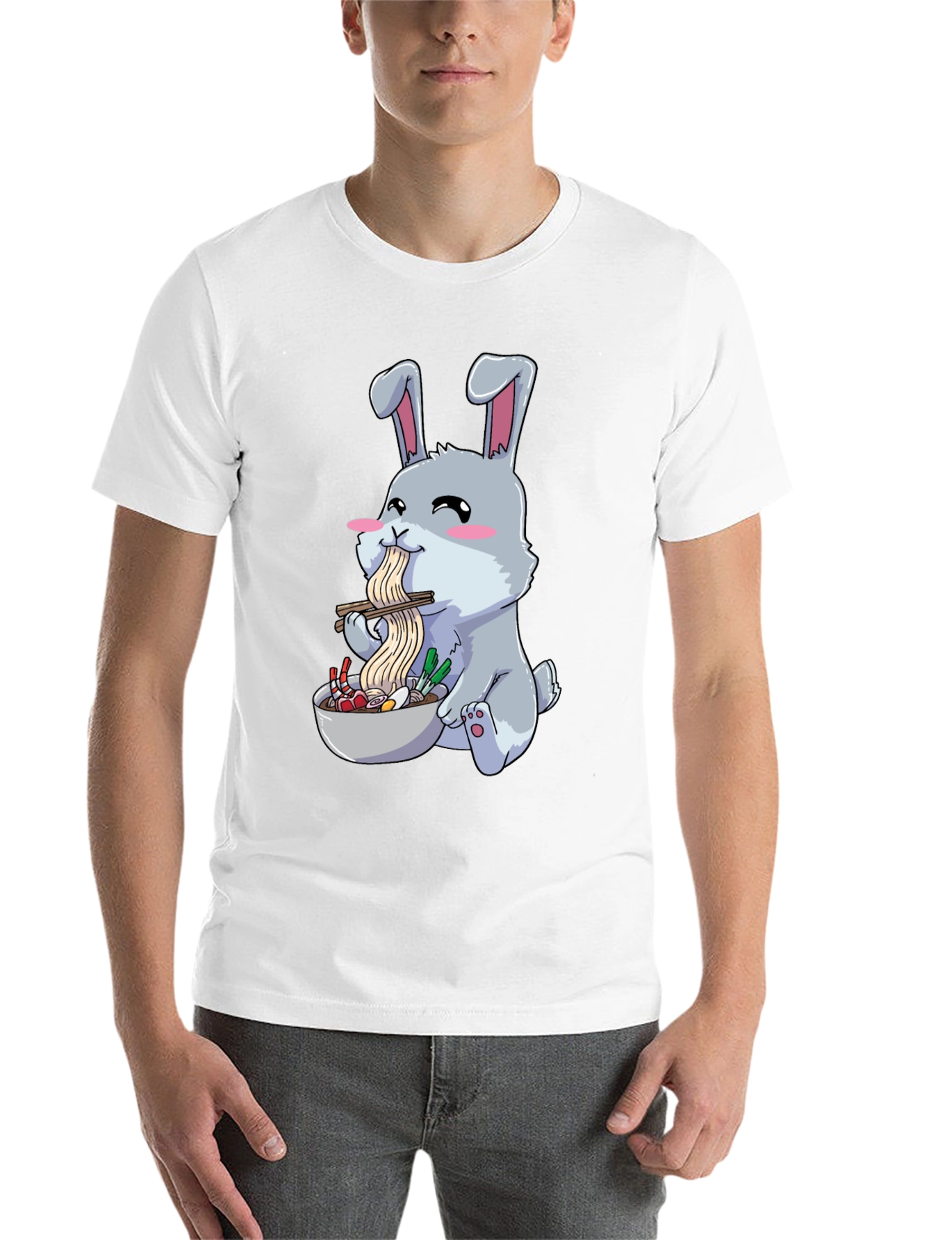 Rabbit Eating Ramen Funny T-Shirt - 14
