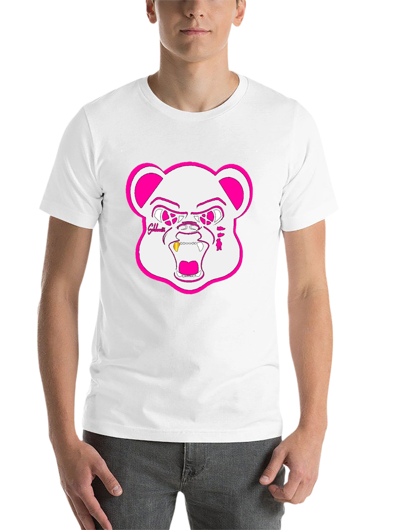 Black Black T-Shirt with Goldteeth Bear Graphic view 14