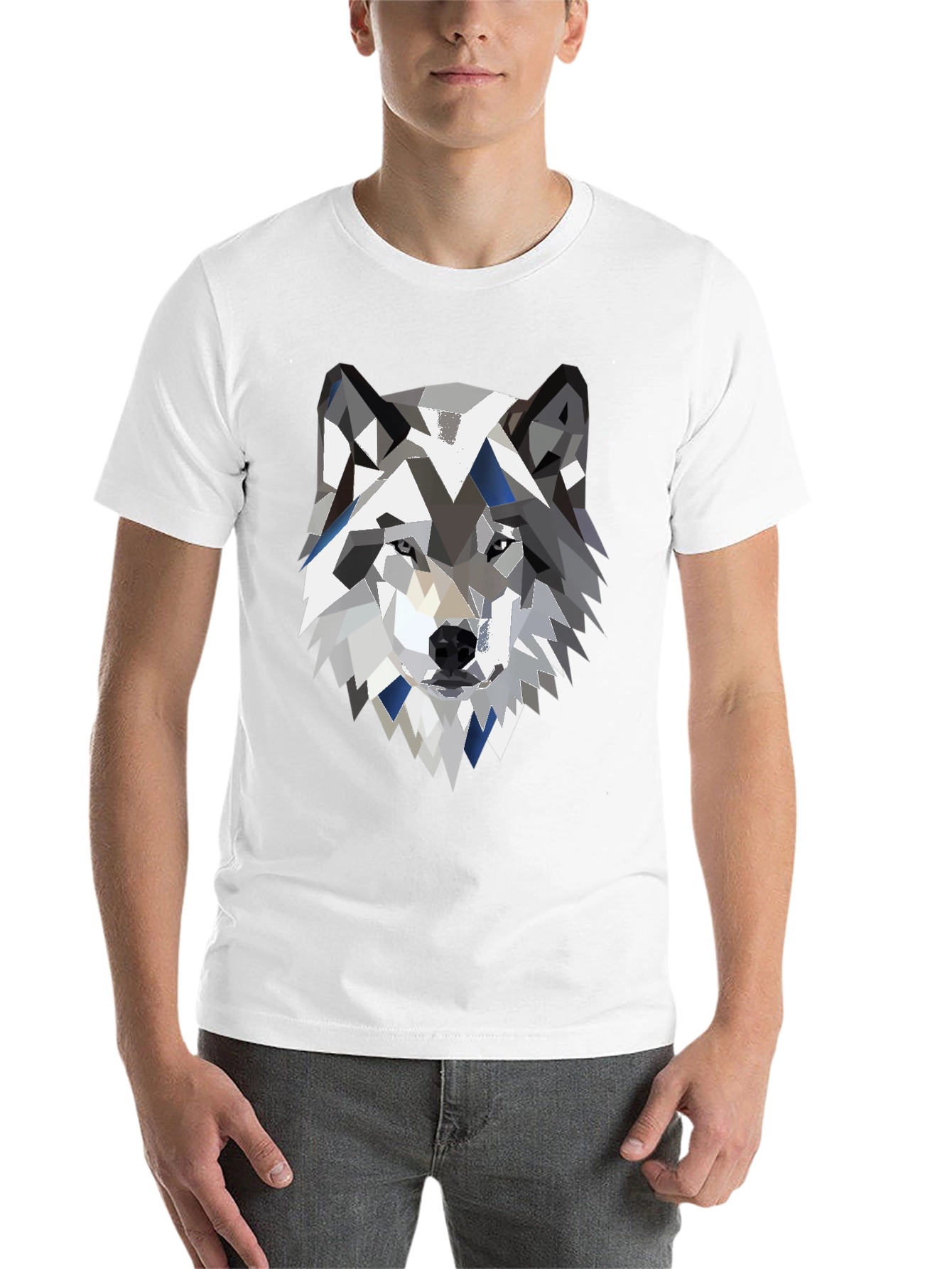 Black Geometric Wolf Graphic Print Black Tee view 14