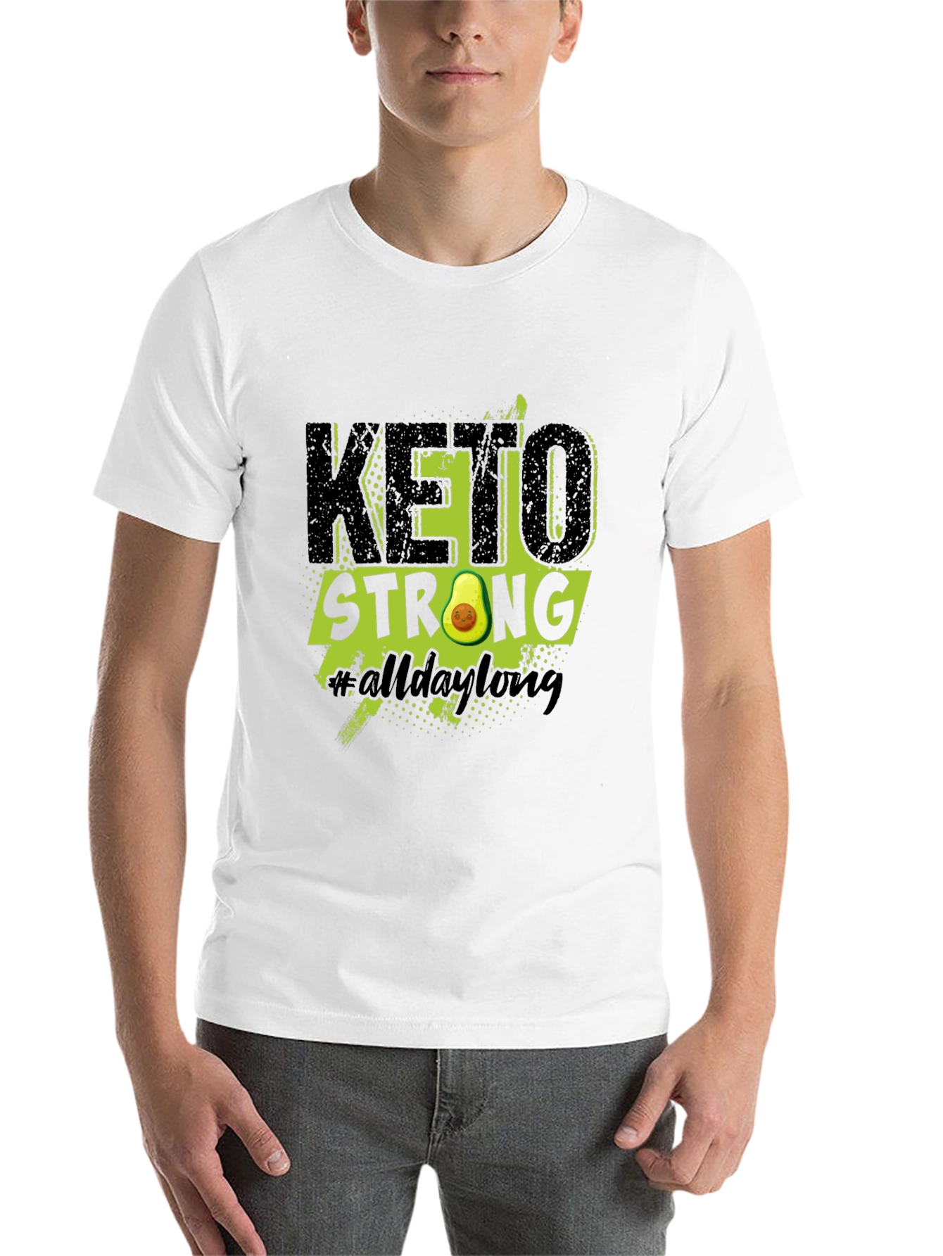 Black Keto Strong Avocado Graphic T-Shirt view 14