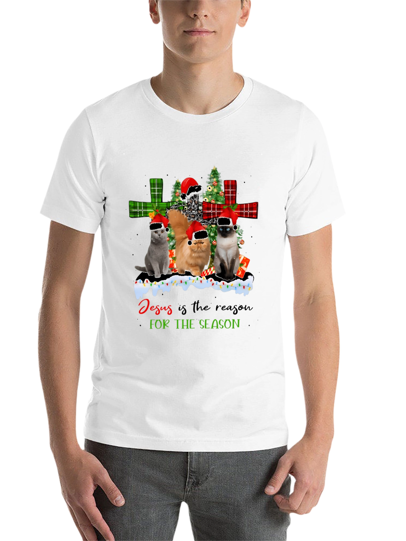 Black Cats Christmas T-Shirt - Jesus is the Reason view 14