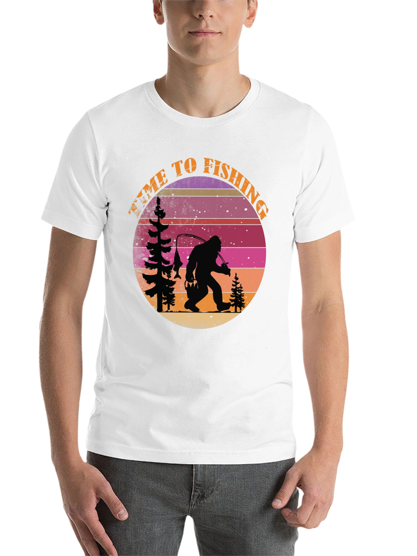 Black Time To Fishing Bigfoot T-Shirt view 14