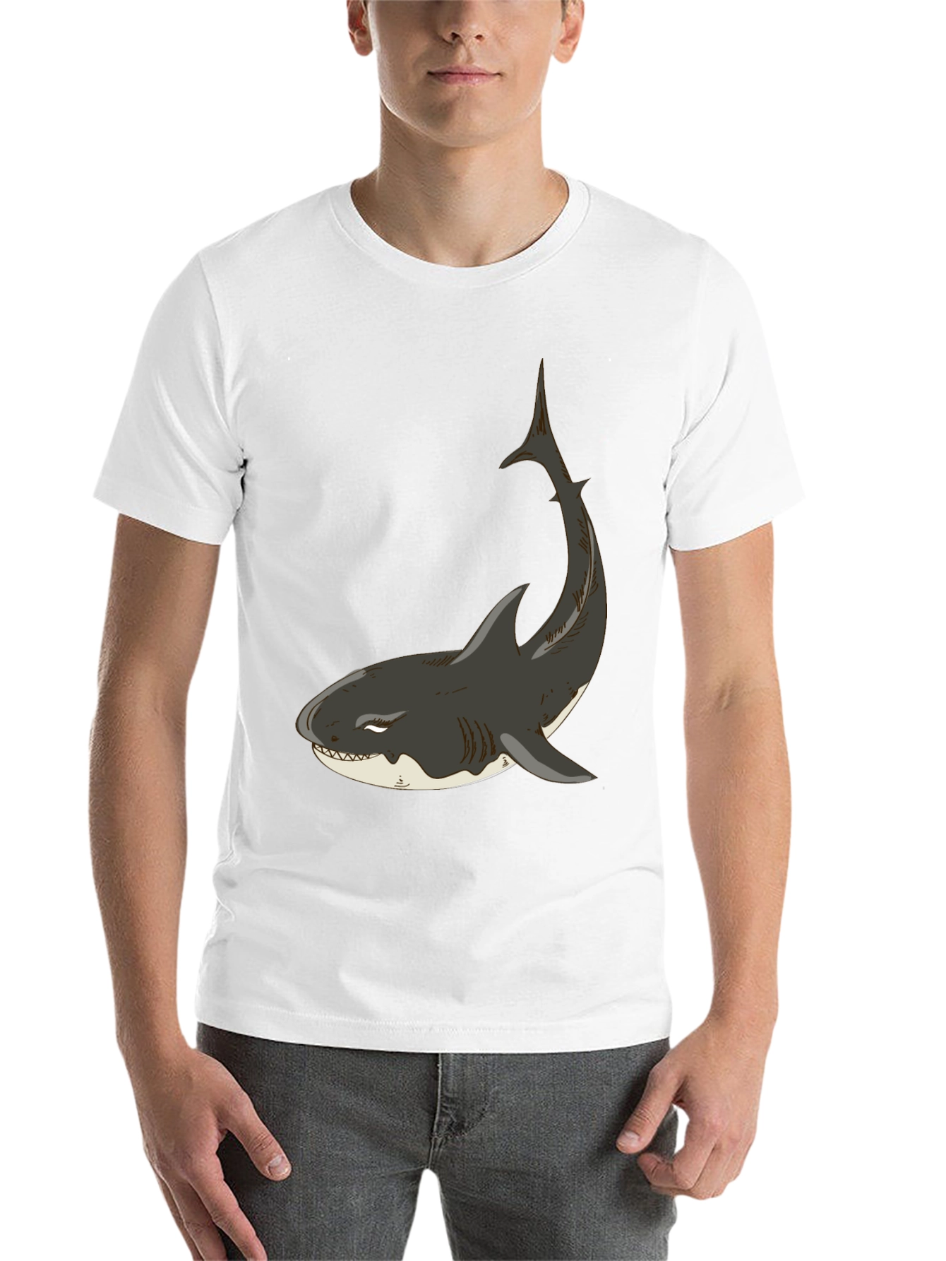 Black Cool Shark Graphic Black T-Shirt view 14