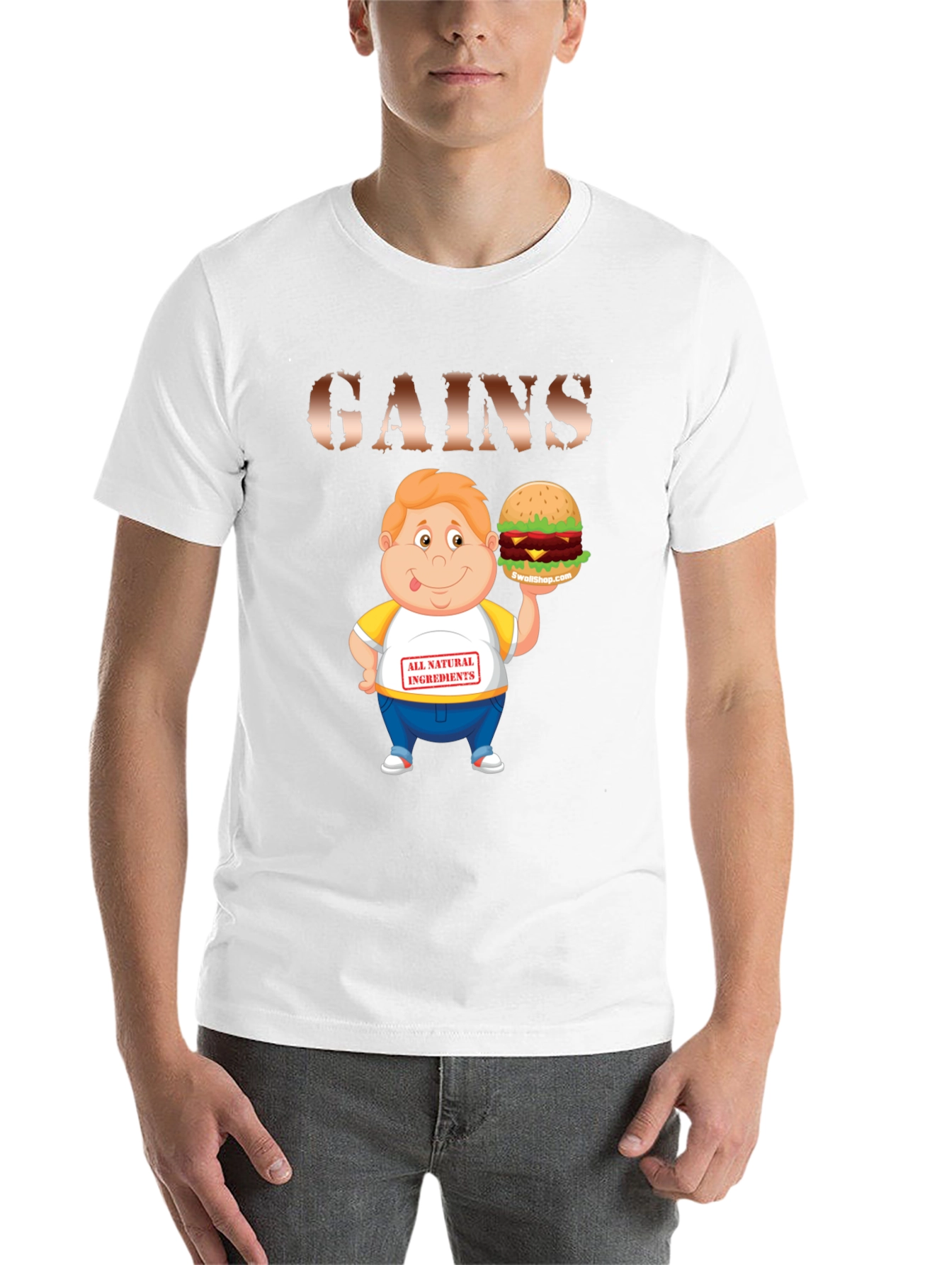 Black Gains Cartoon Burger T-Shirt view 14