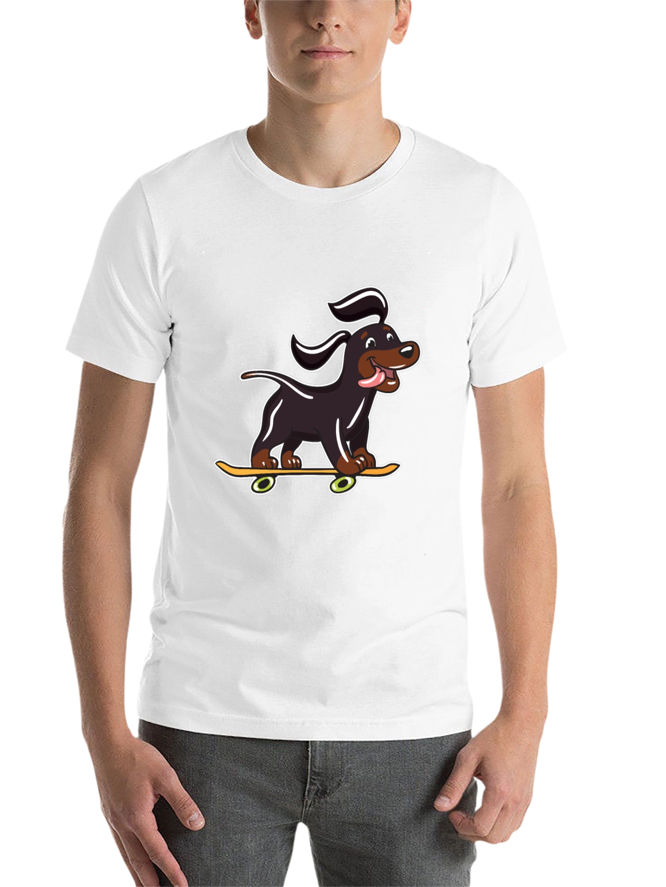 Black Skateboarding Dog Graphic T-Shirt view 14