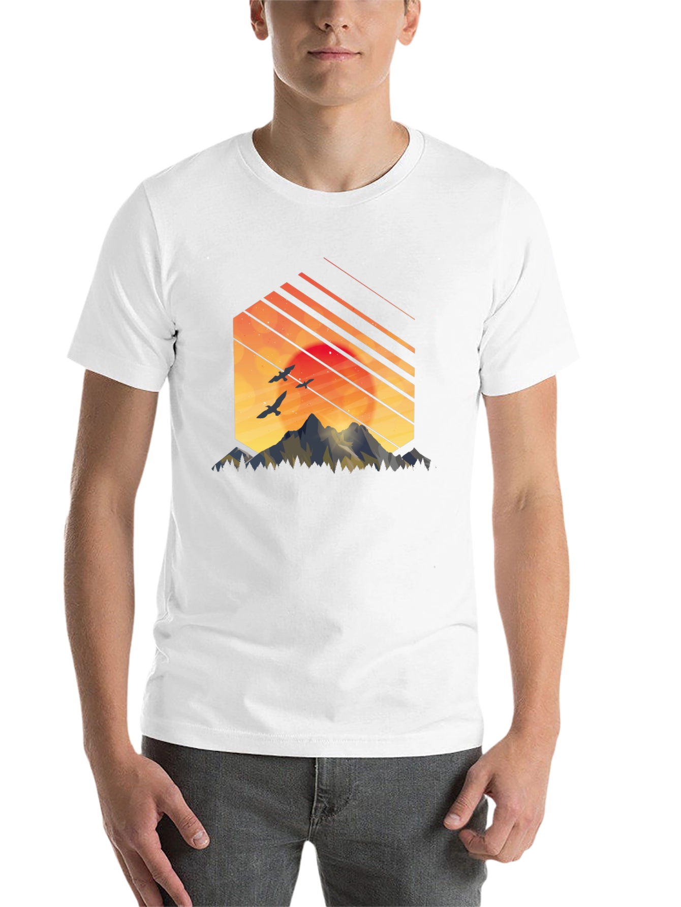 Black Sunset Mountain Graphic Tee - Stylish Black T-Shirt view 14