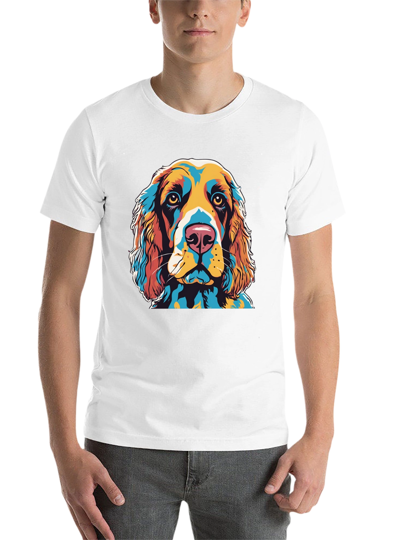 Black Colorful Dog Portrait Graphic T-Shirt view 14