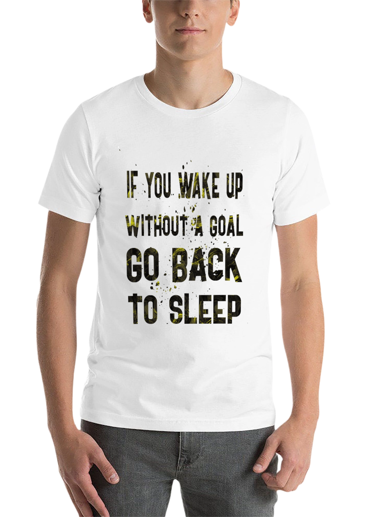 Black Motivational T-Shirt - Go Back to Sleep - Mens Black Tee view 14