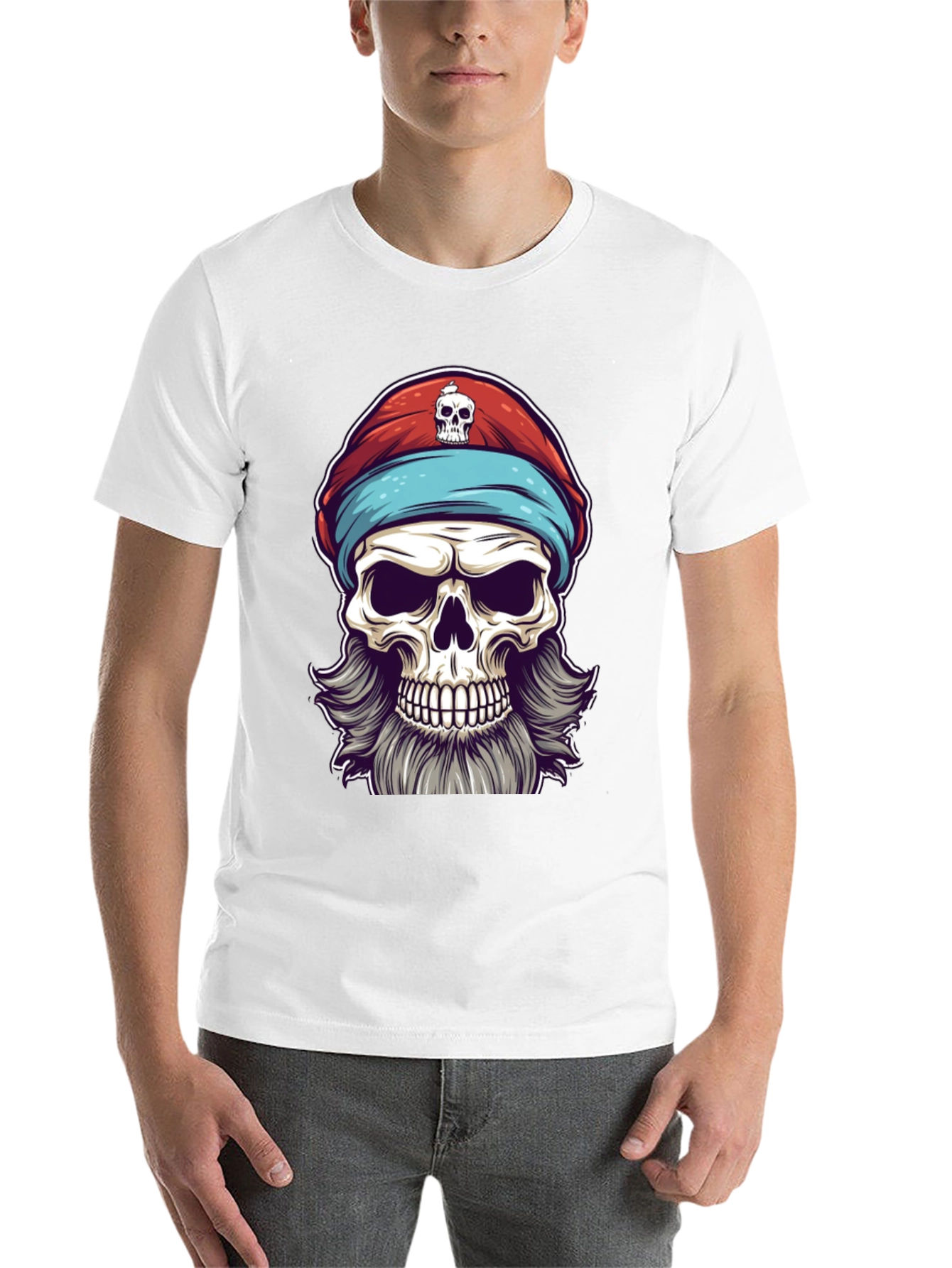 Black Skull Pirate Graphic Tee - Black Cotton T-Shirt view 14