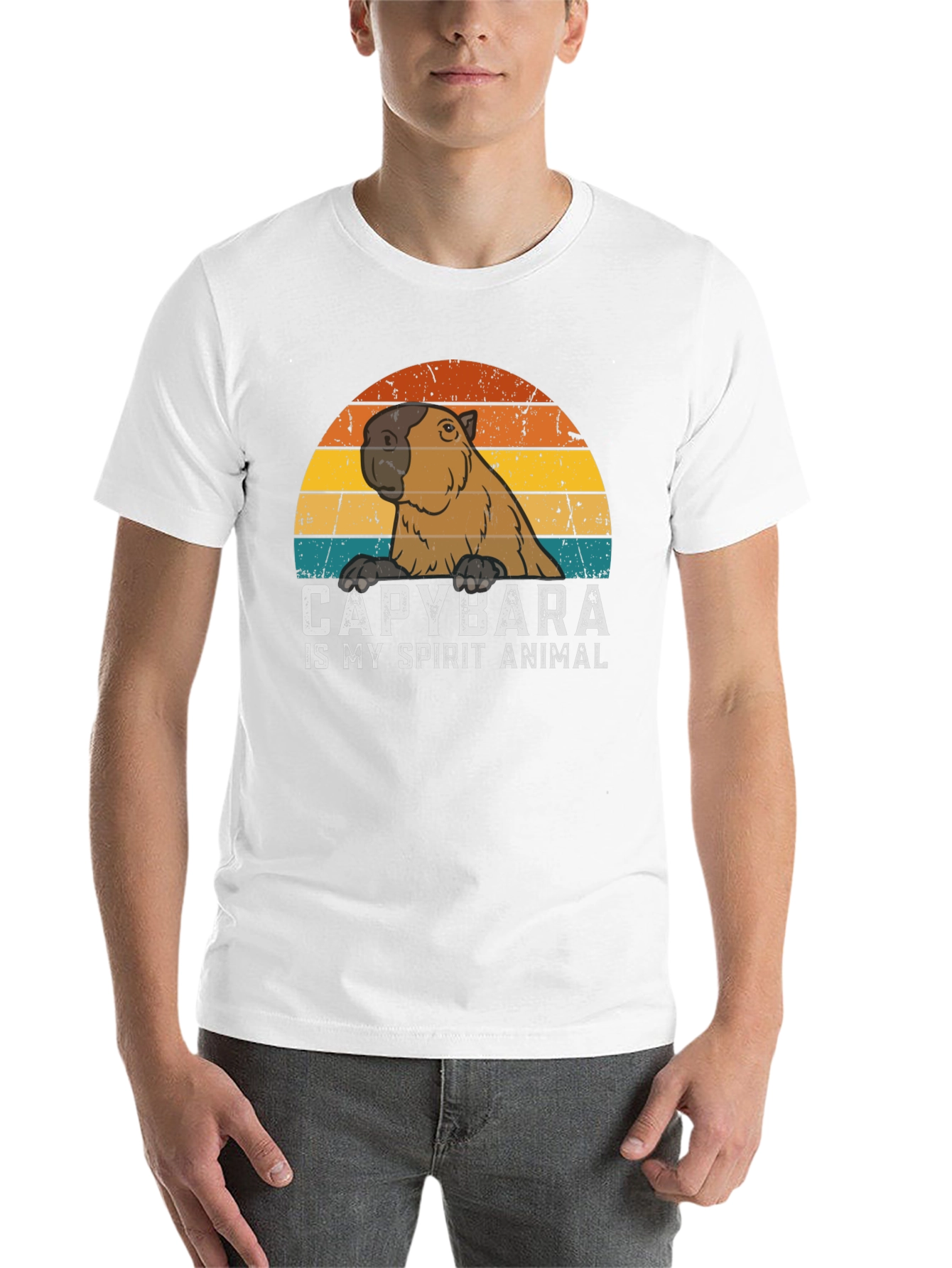 Black Capybara Spirit Animal Graphic Tee - Cool Retro Design view 14