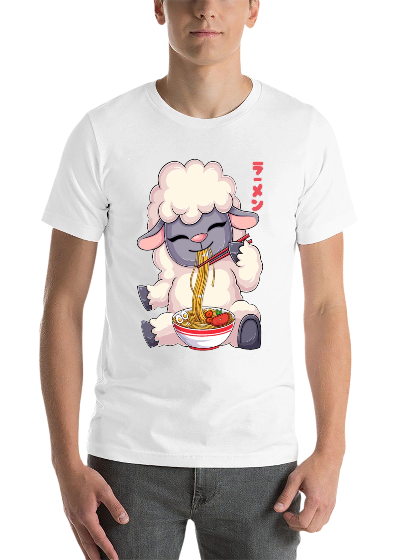 Black Ramen Loving Sheep T-Shirt view 14
