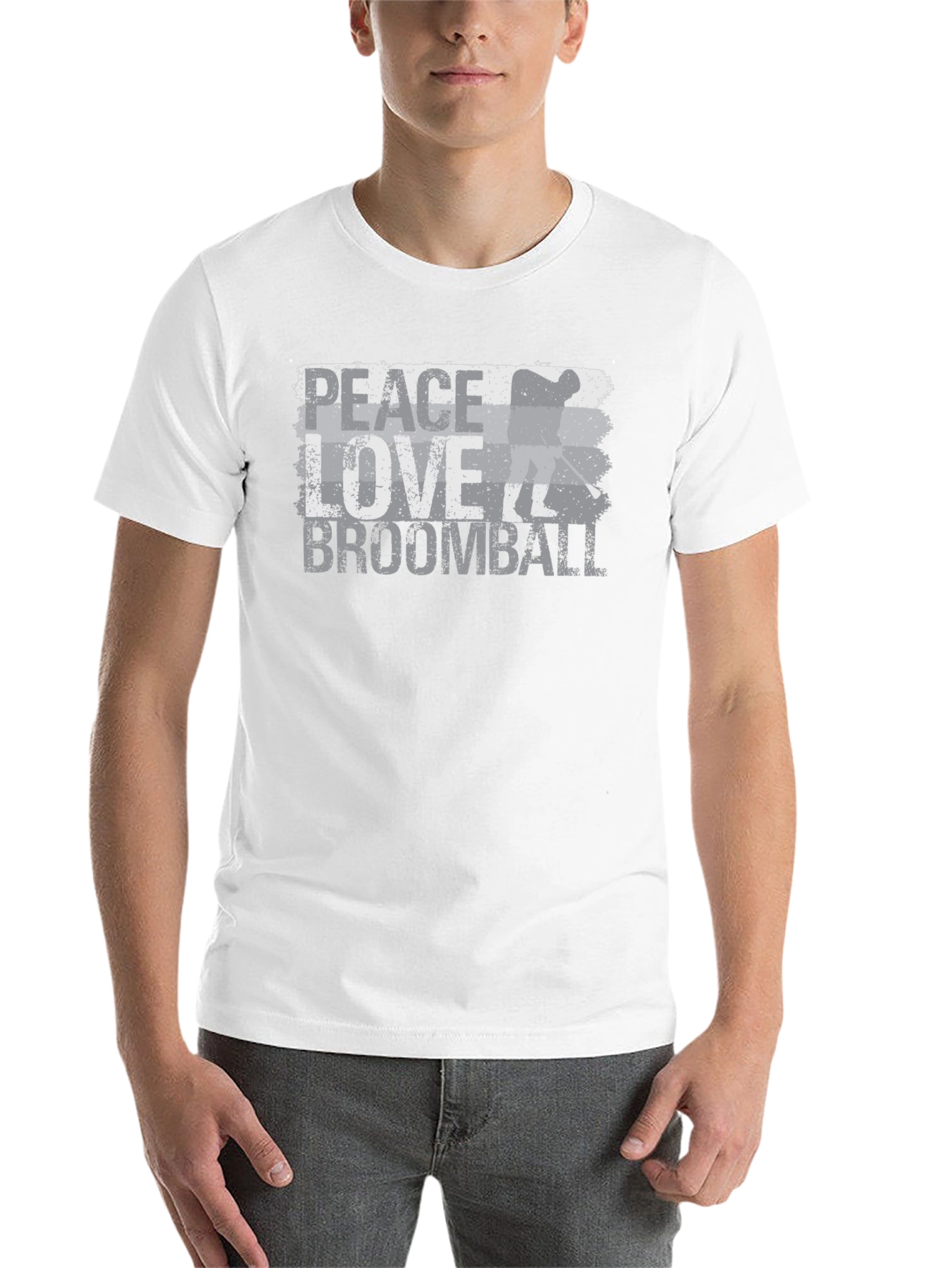 Black Peace Love Broomball T-Shirt - Distressed Graphic Tee view 14