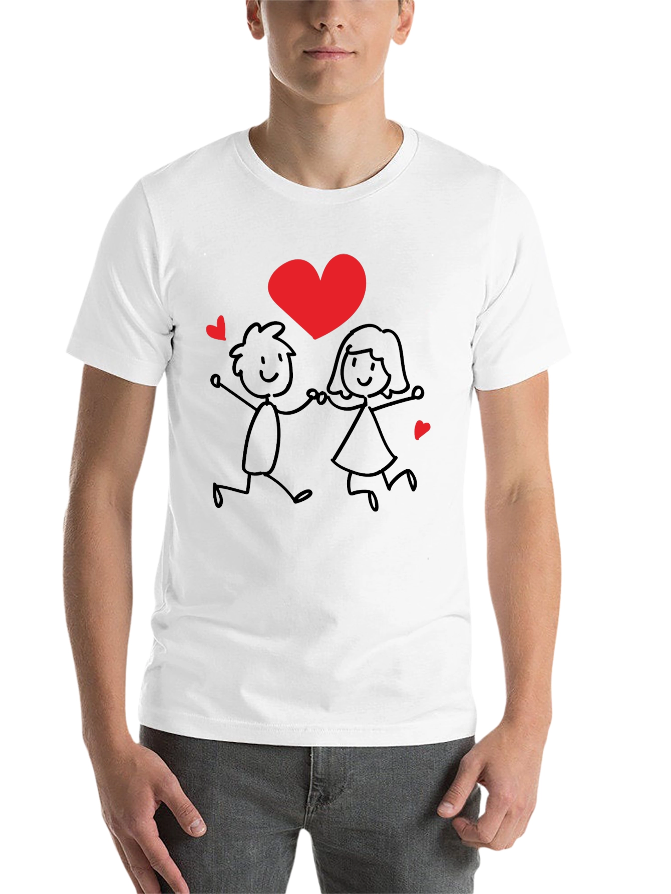 Black Love Couple Graphic Tee - Unisex Black T-Shirt view 14
