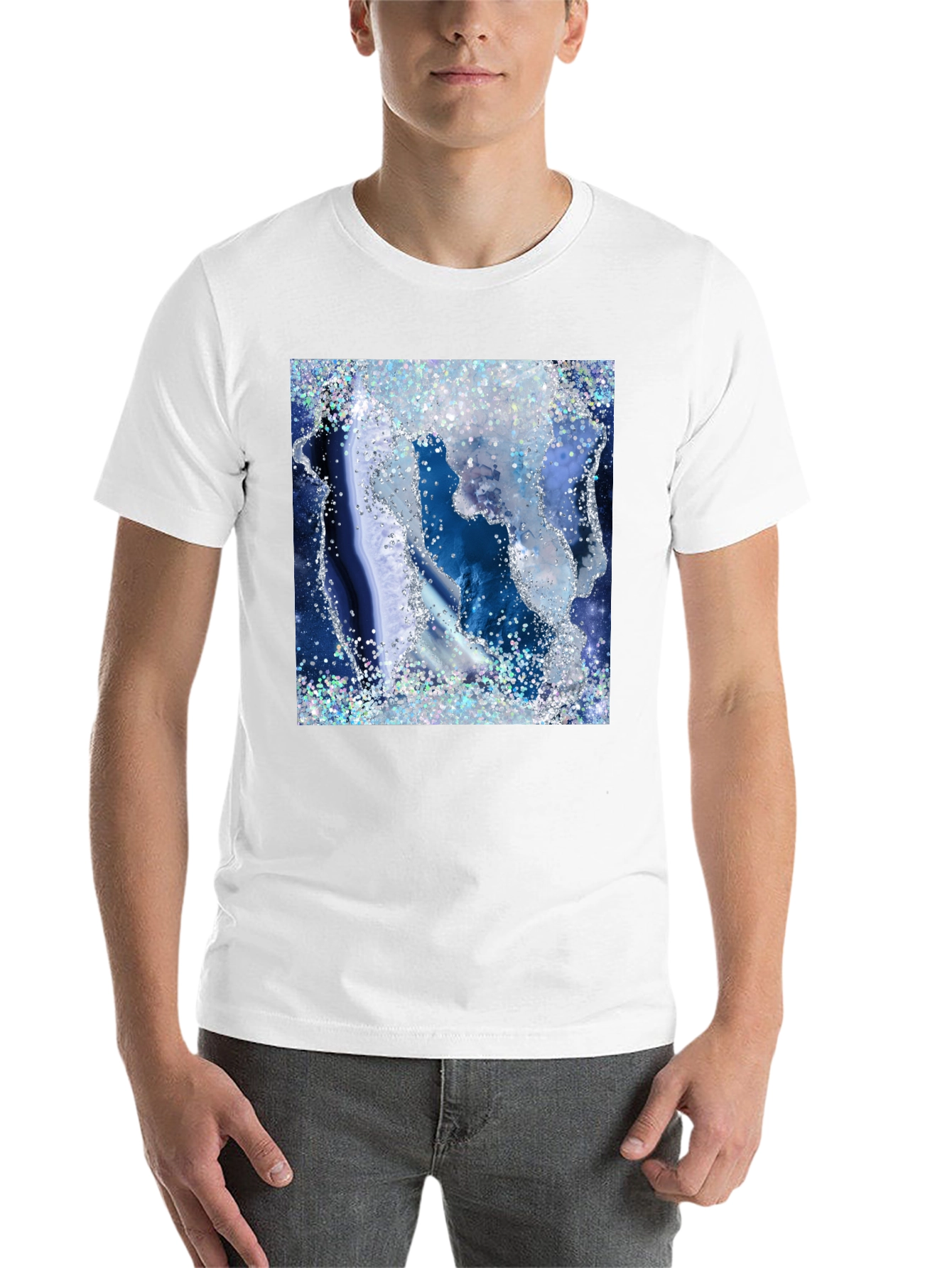 Black Blue Geode Glitter Graphic Tee view 14