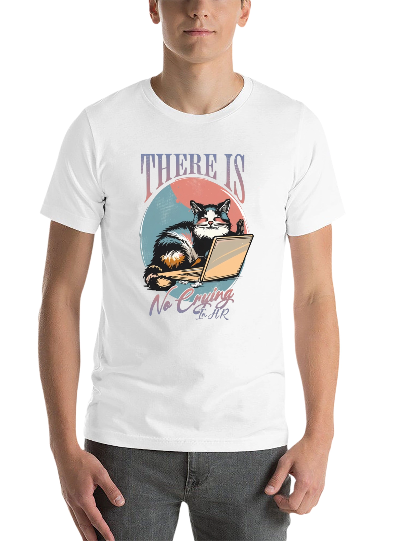 Black There Is No Crying In HR Cat T-Shirt view 14