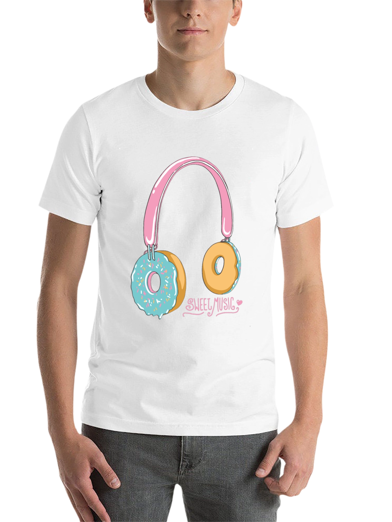 Black Sweet Music Donut Headphone Graphic Tee - Black view 14