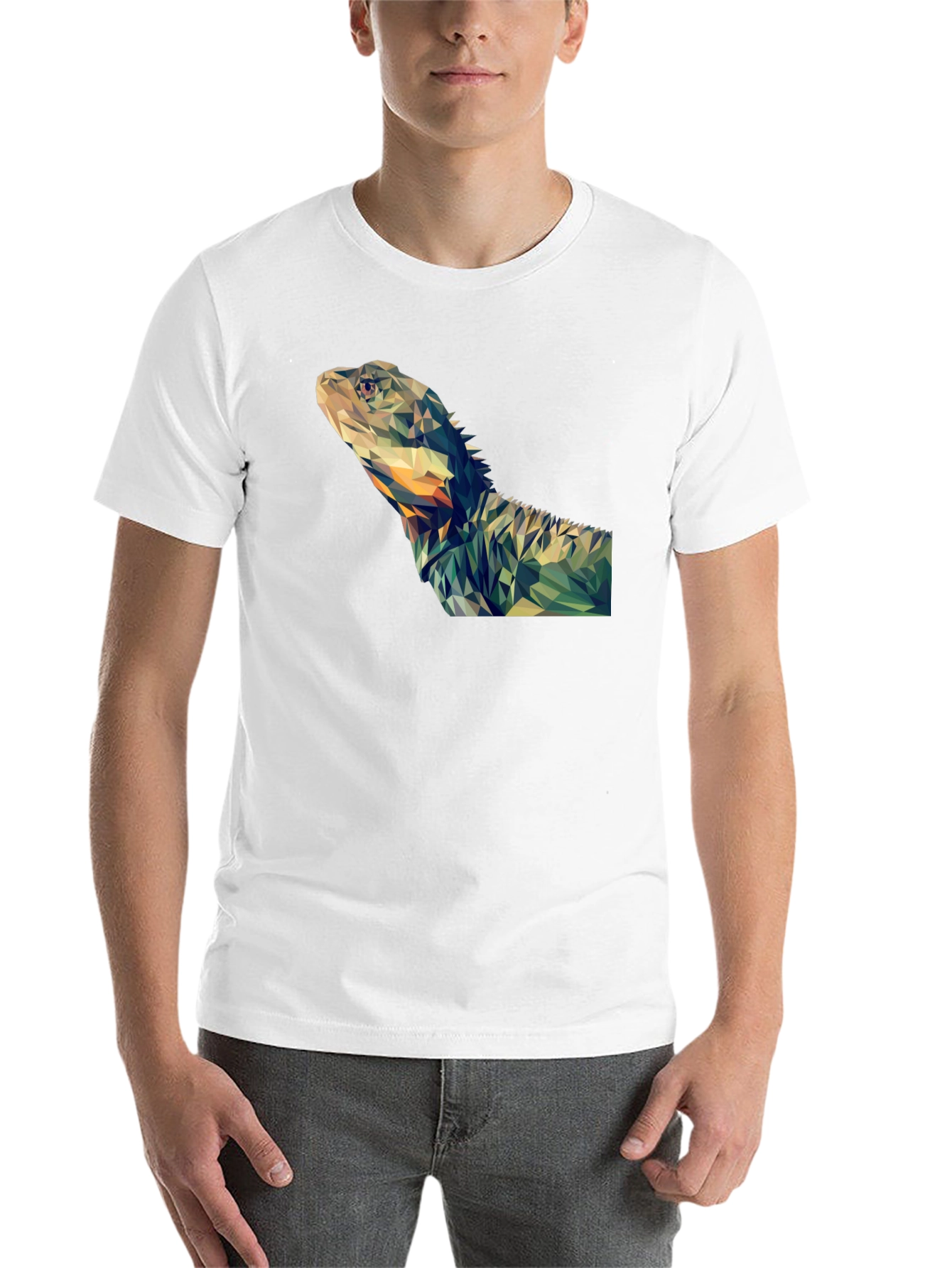 Black Geometric Lizard Graphic T-Shirt - Modern Poly Art Tee view 14